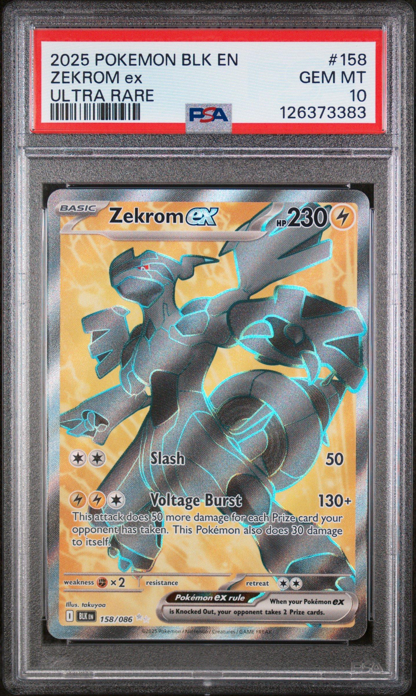 2025 Pokemon Blk En-black Bolt 158 Zekrom Ex Ultra Rare PSA 10