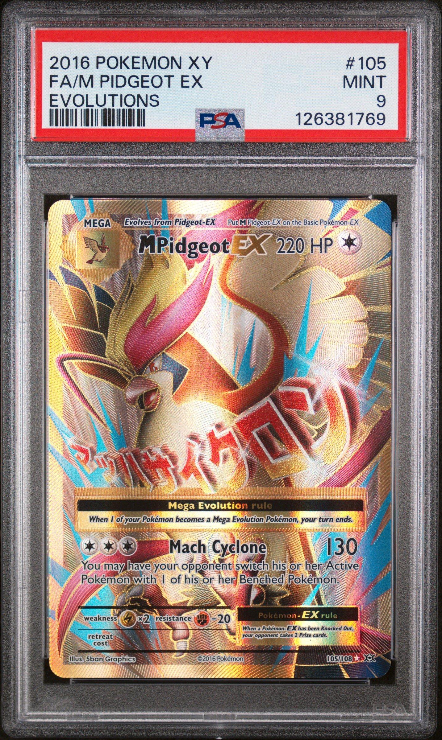 2016 Pokemon Xy Evolutions 105 Full Art/m Pidgeot Ex PSA 9 Graded