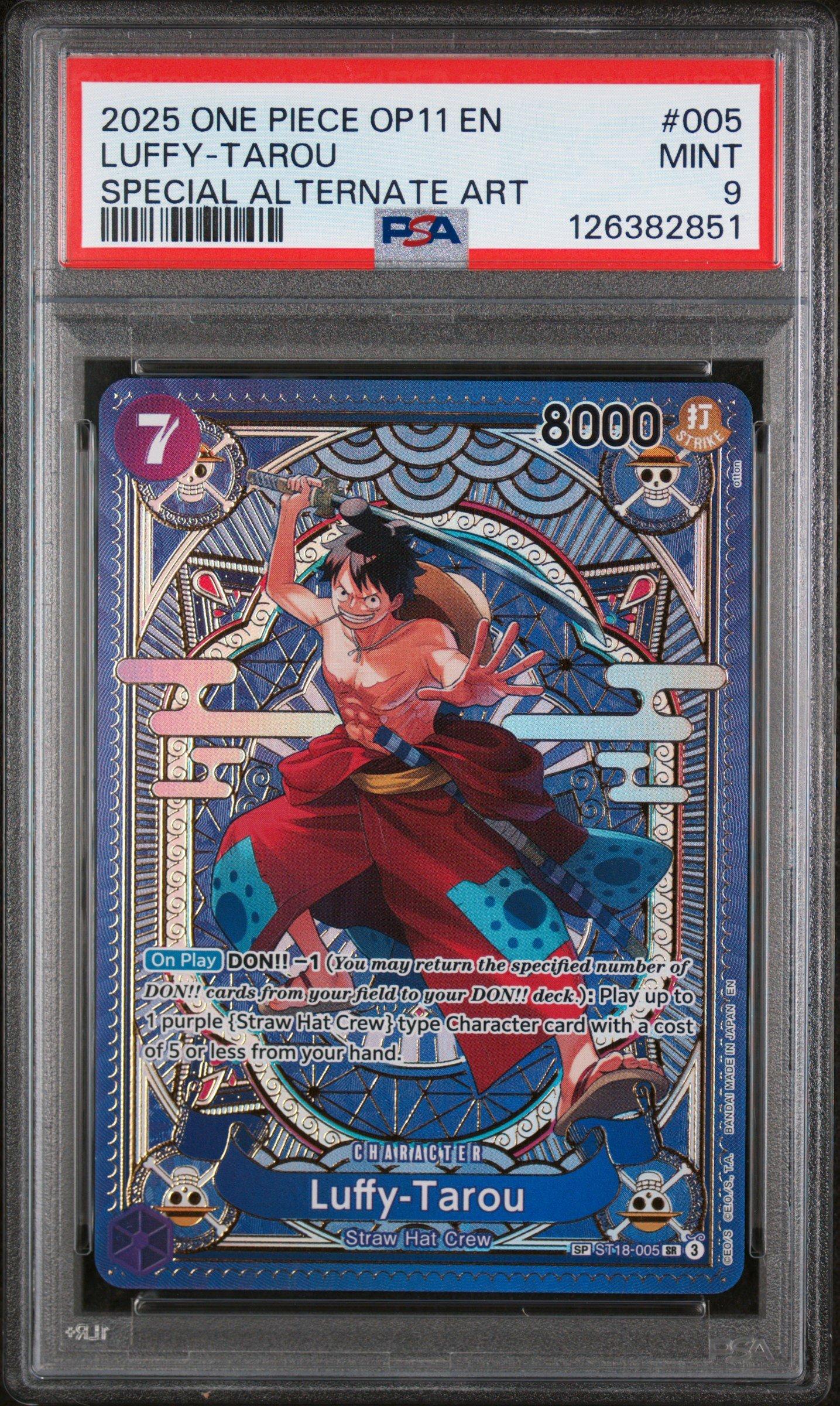 2025 One Piece Op11-a Fist Of Divine Speed 005 Luffy-tarou Special Alternate Art PSA 9