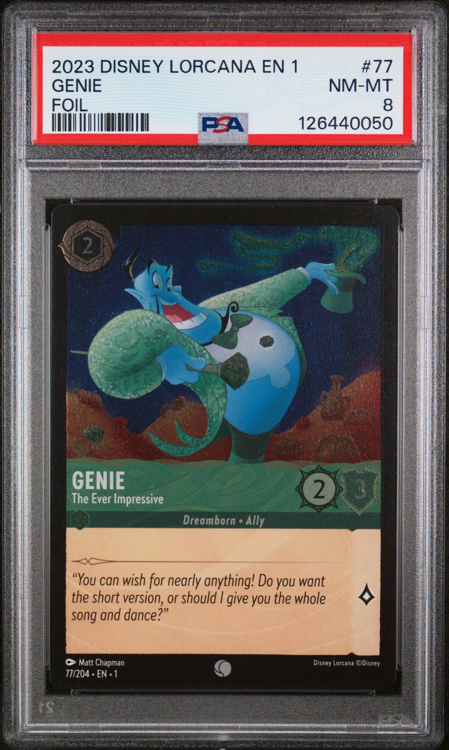 2023 Disney Lorcana En 1-the First Chapter 77 Genie - The Ever Impressive Foil PSA 8