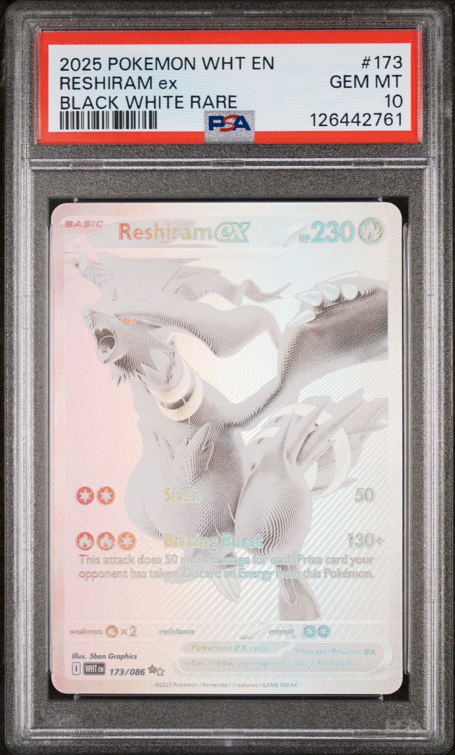 2025 Pokemon Wht En-white Flare 173 Reshiram Ex Black White Rare