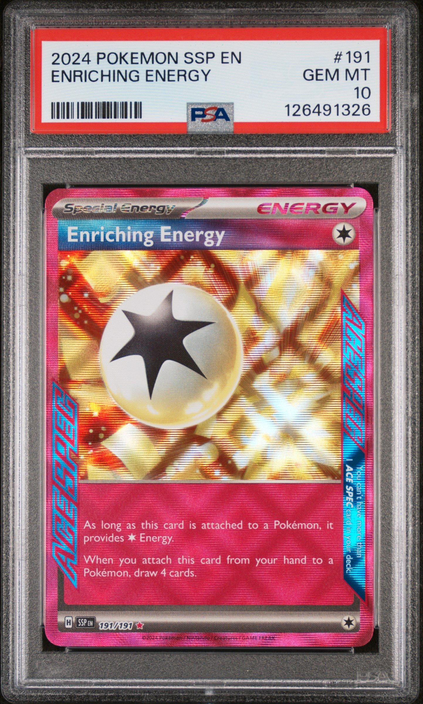 2024 Pokemon Ssp En-surging Sparks 191 Enriching Energy PSA 10
