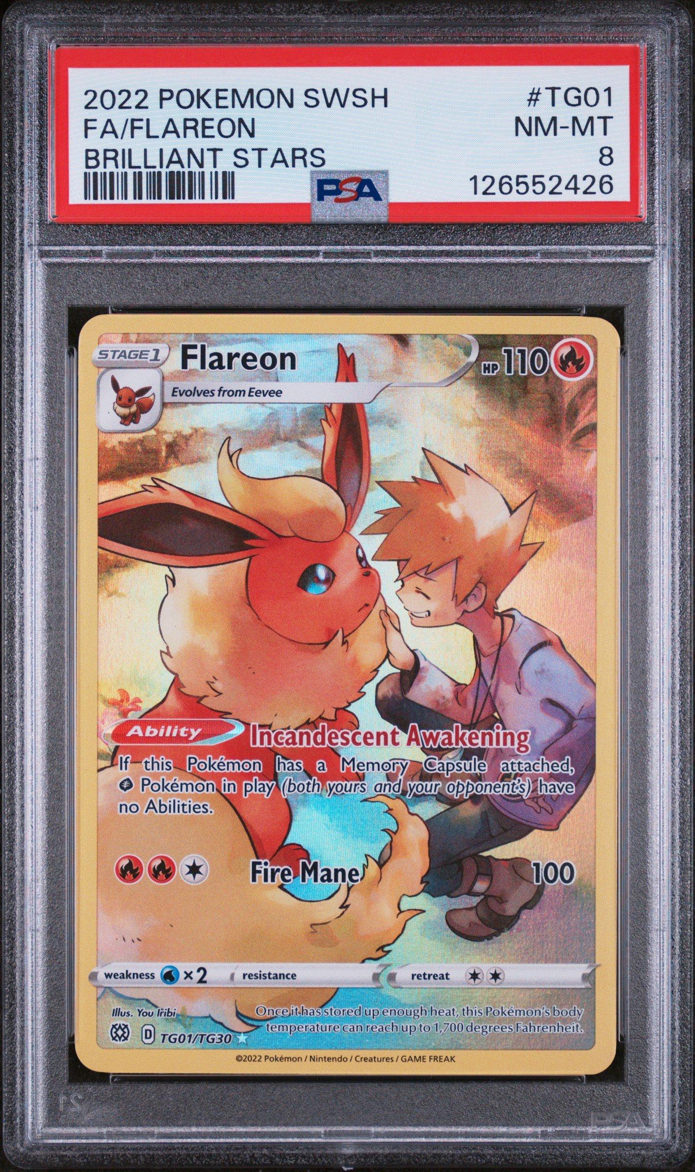 2022 Pokemon Sword & Shield Brilliant Stars Tg01 Full Art/flareon PSA