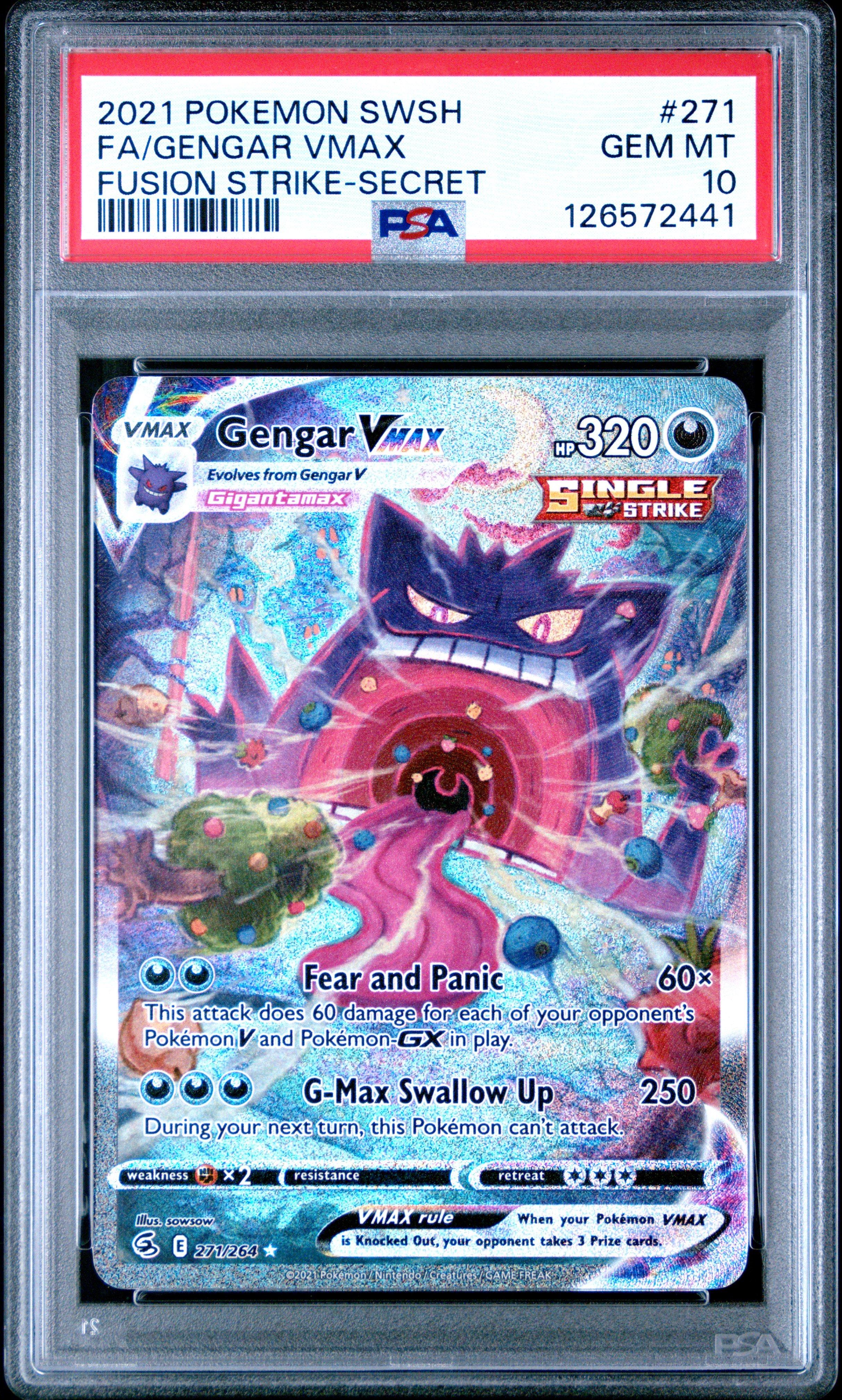 2021 Pokemon Sword & Shield Fusion Strike 271 Full Art/gengar Vmax Secret  PSA 10 Graded Card | GameStop