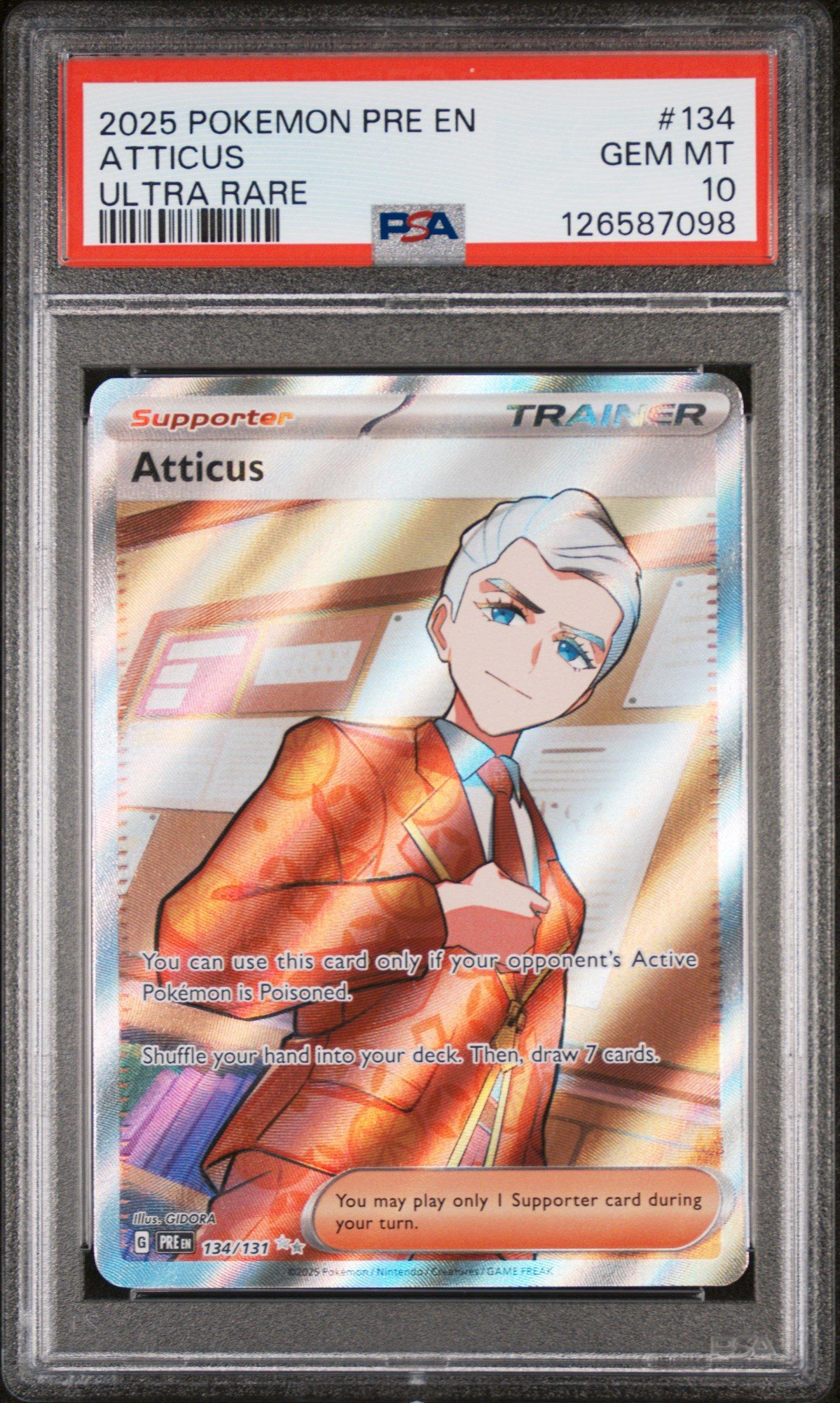 2025 Pokemon Pre En-prismatic Evolutions 134 Atticus Ultra Rare PSA 10  Graded Card | GameStop