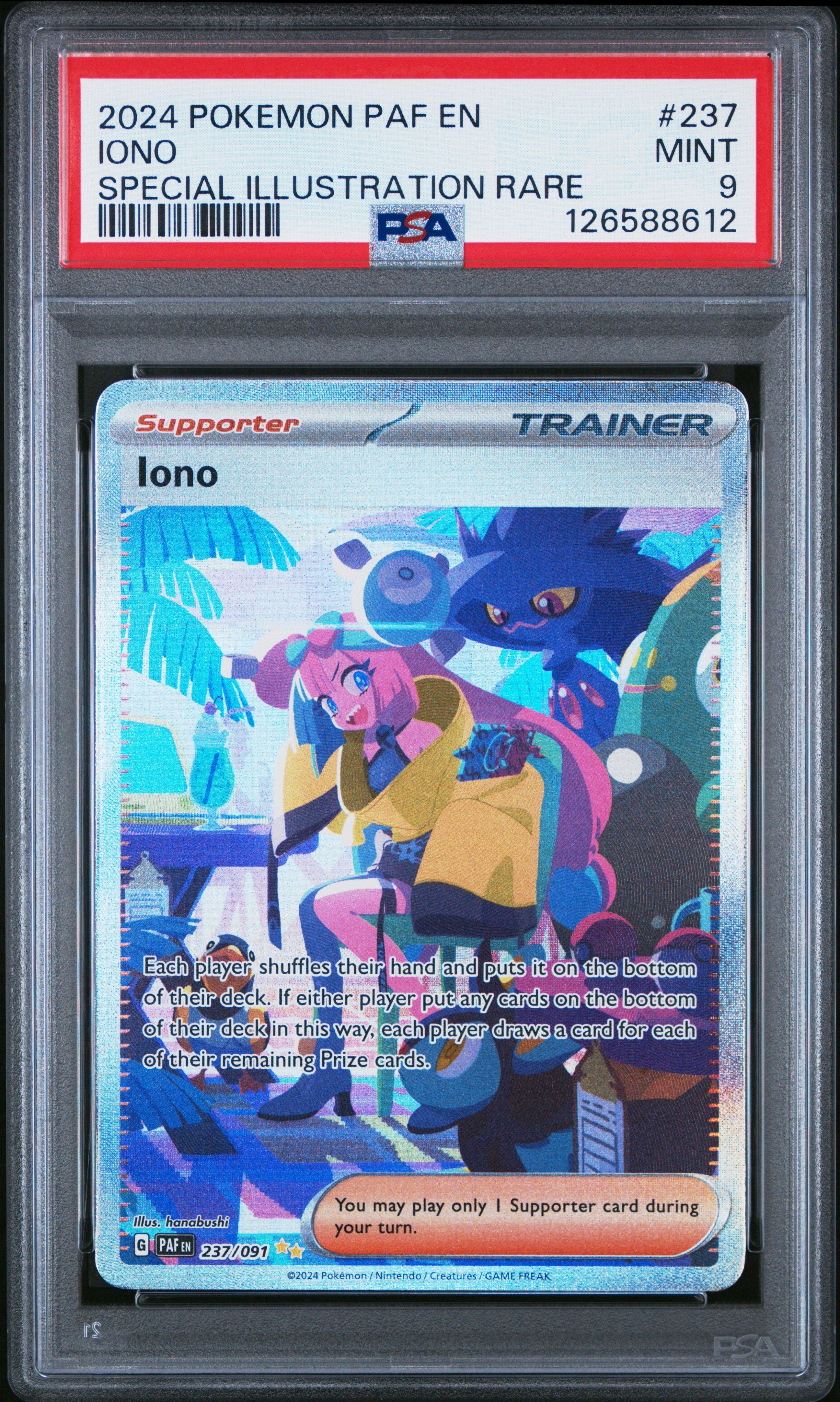 iono full art pokemon card Clay Burst Super Rare Japanese #091 PSA 9 Featuring a striking image of the captivating character Custom Holographic Full Art Iono