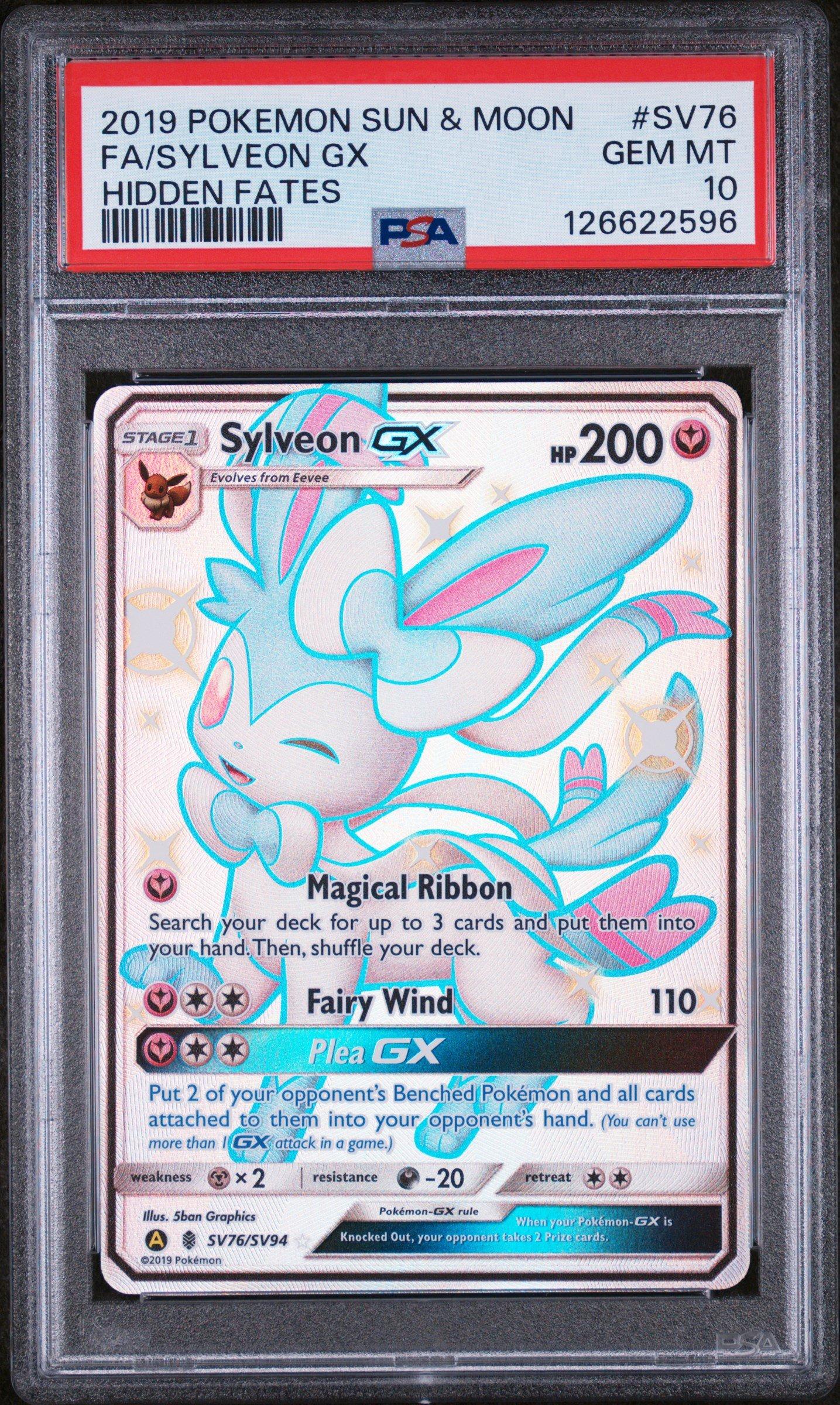 2019 Pokemon Sun & Moon Hidden Fates Sv76 Full Art/sylveon Gx PSA