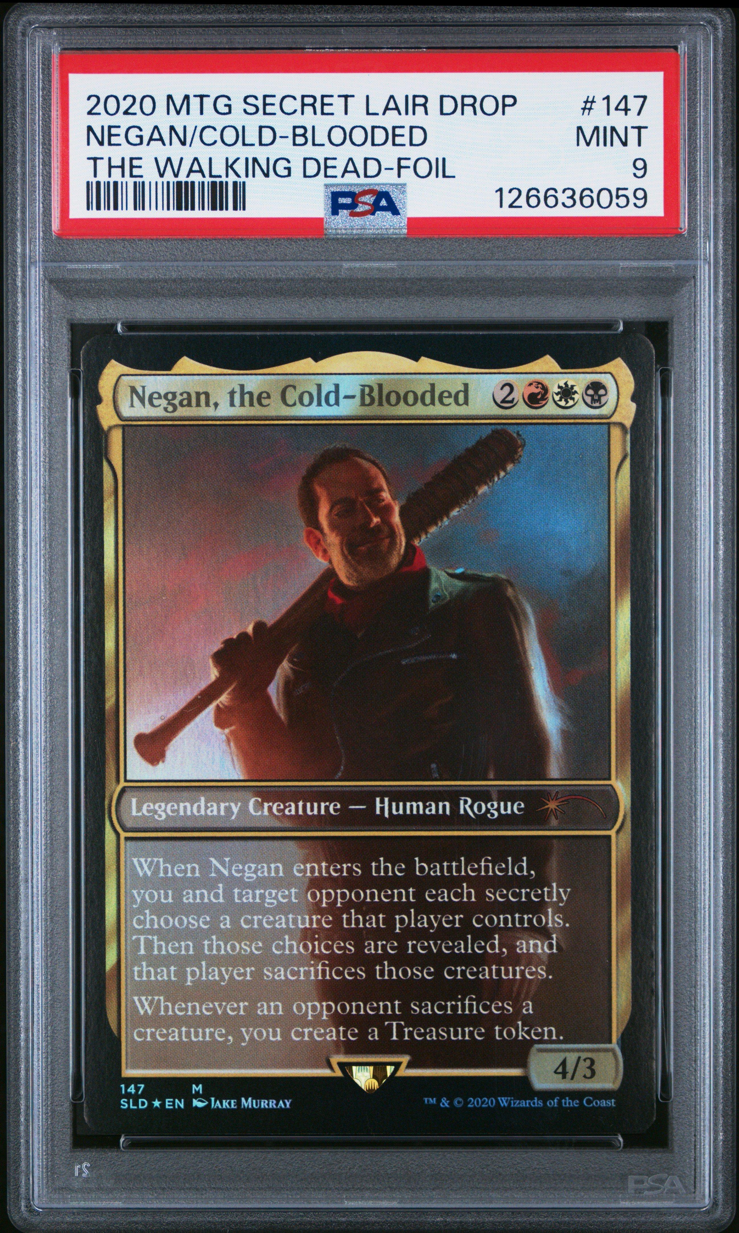 2020 Magic The Gathering Secret Lair Drop 147 Negan, The Cold-blooded The Walking Dead-foil PSA 9