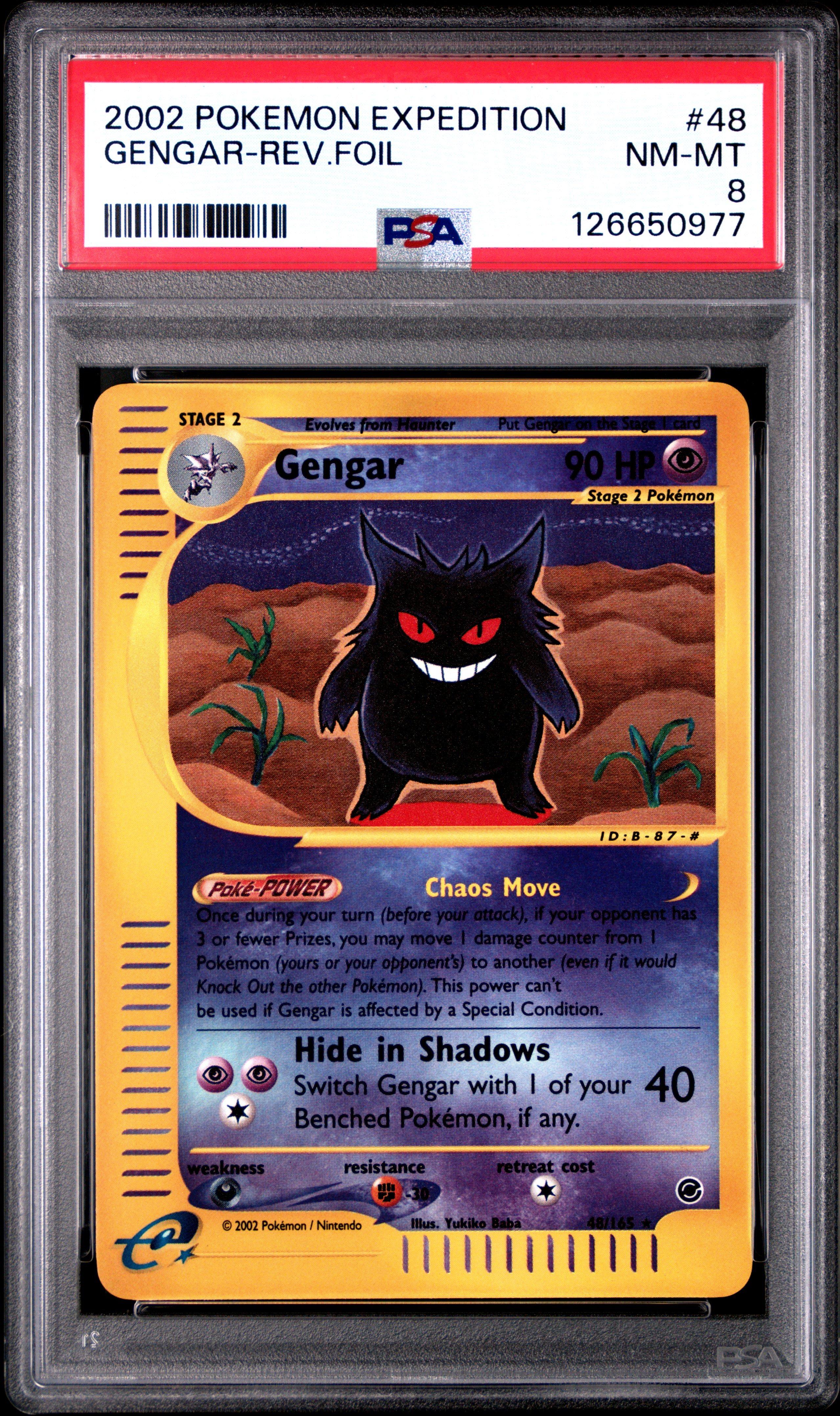 2002 Pokemon Expedition 48 Gengar-reverse Foil PSA 8