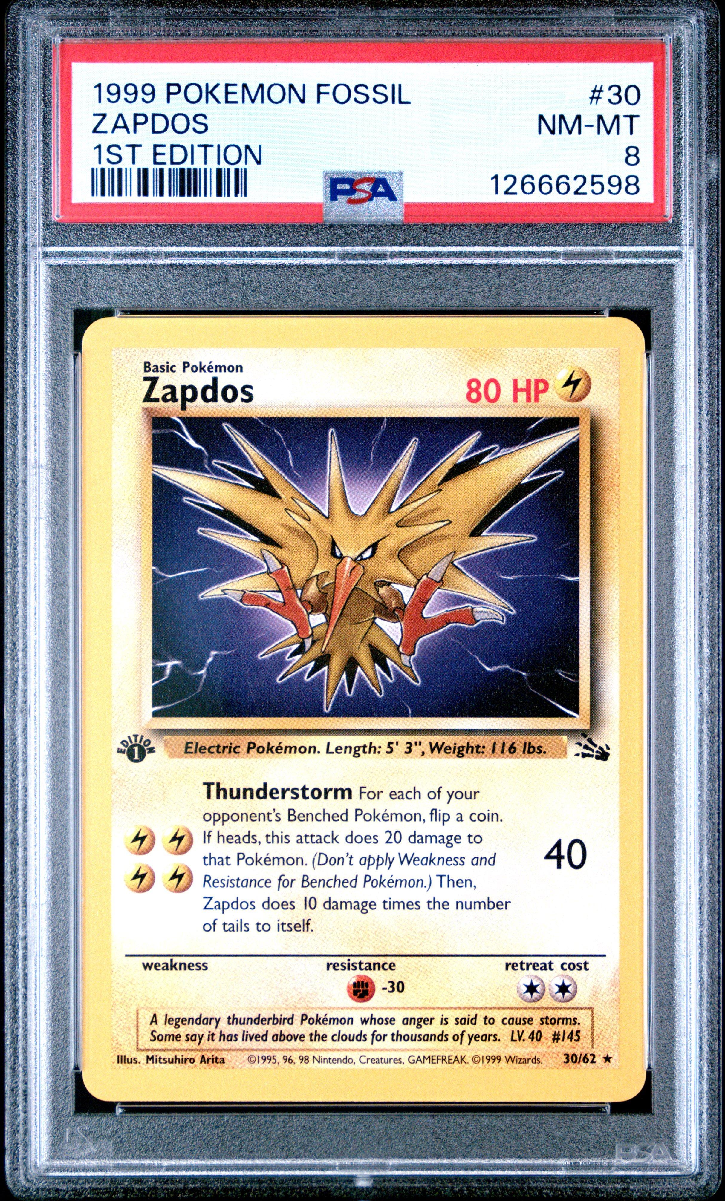 1999 Pokemon Fossil 30 Zapdos 1st Edition PSA 8 Graded Card | GameStop