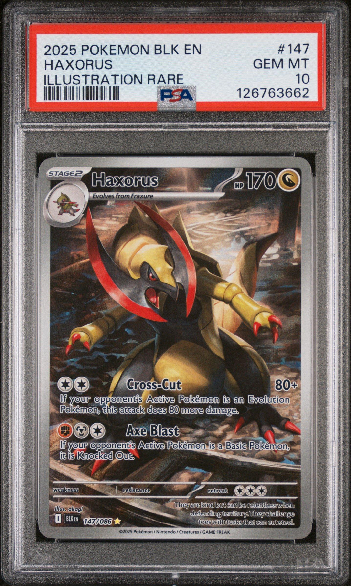 2025 Pokemon Blk En-black Bolt 147 Haxorus Illustration Rare PSA