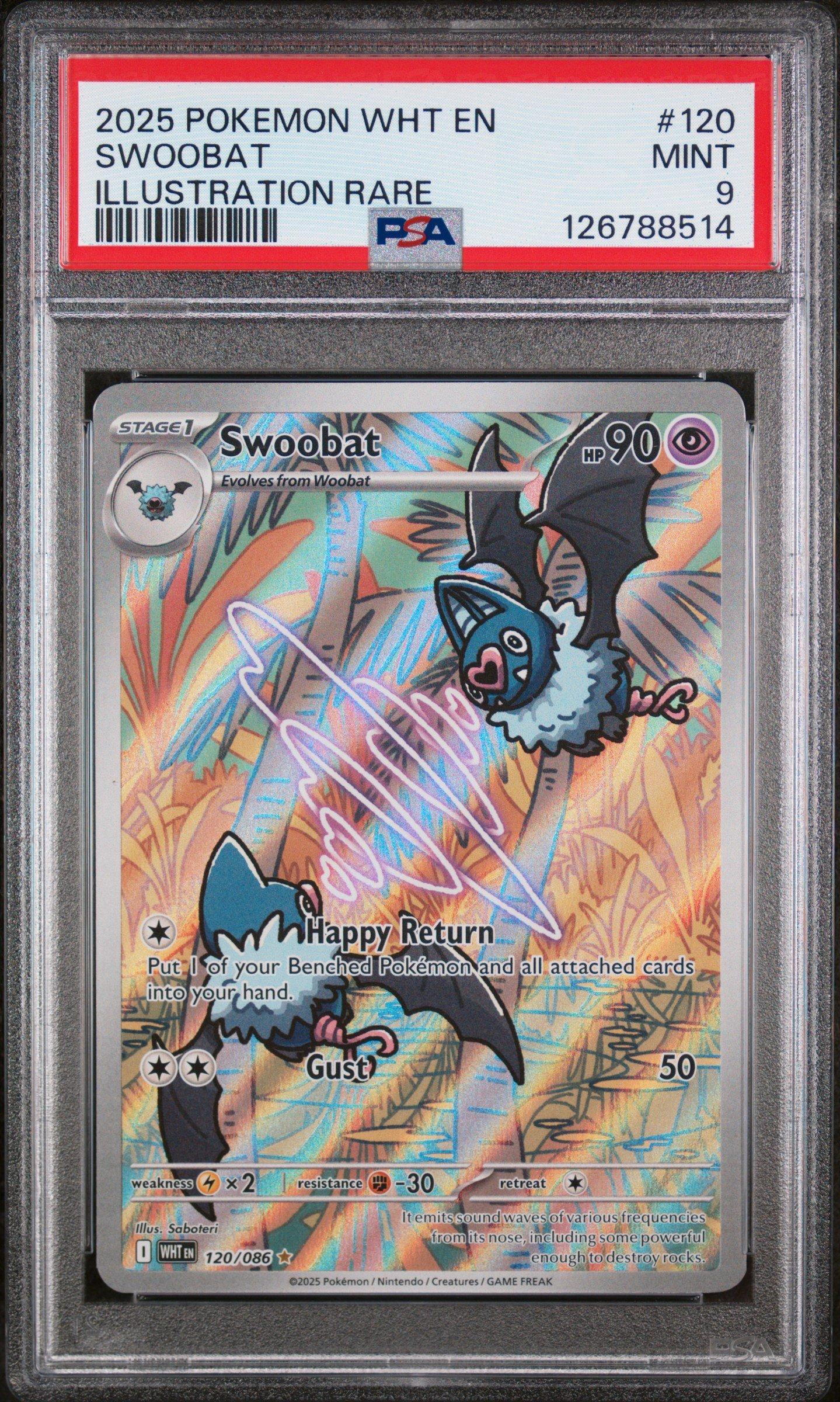 2025 Pokemon Wht En-white Flare 120 Swoobat Illustration Rare PSA 9 Graded  Card | GameStop
