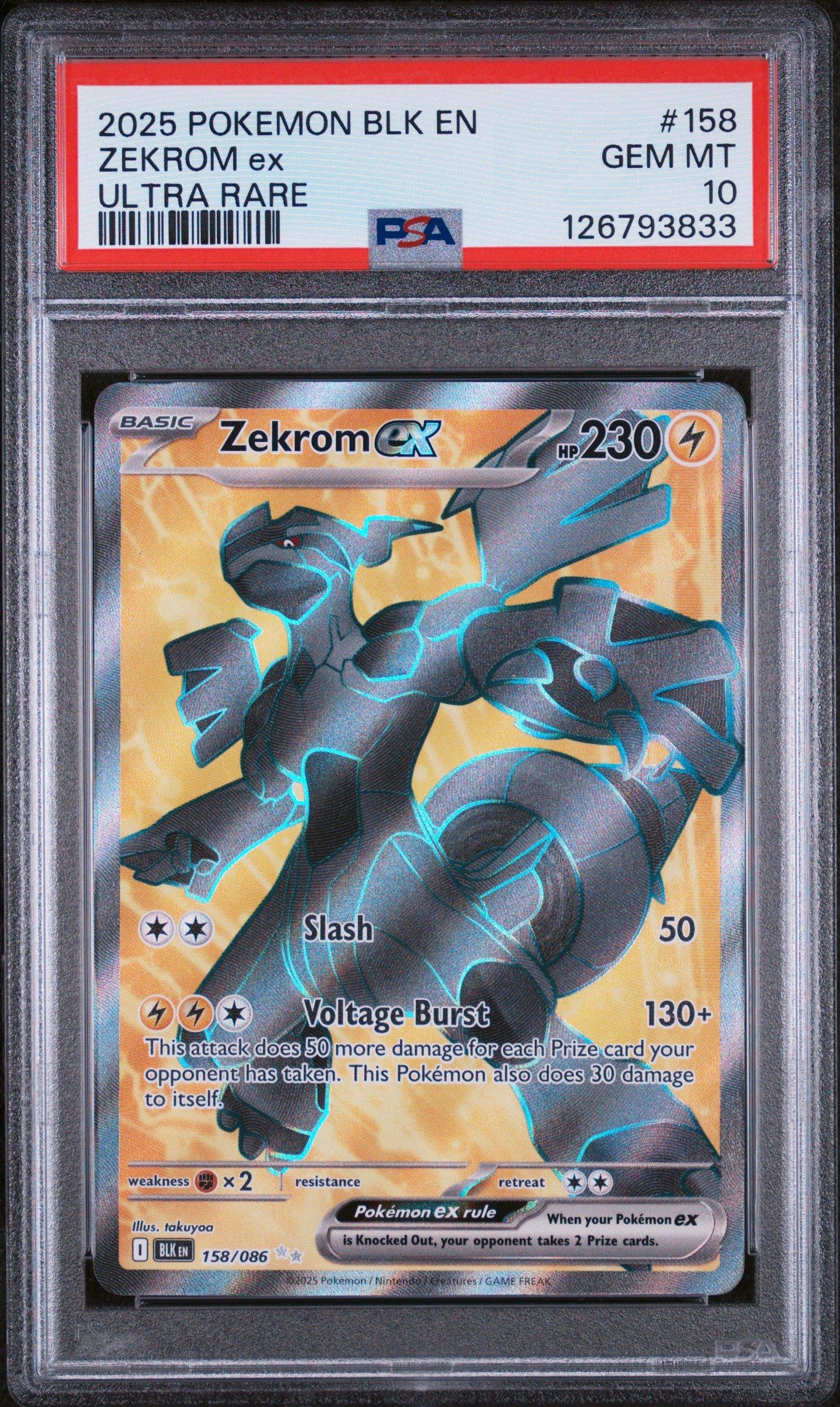 2025 Pokemon Blk En-black Bolt 158 Zekrom Ex Ultra Rare PSA 10