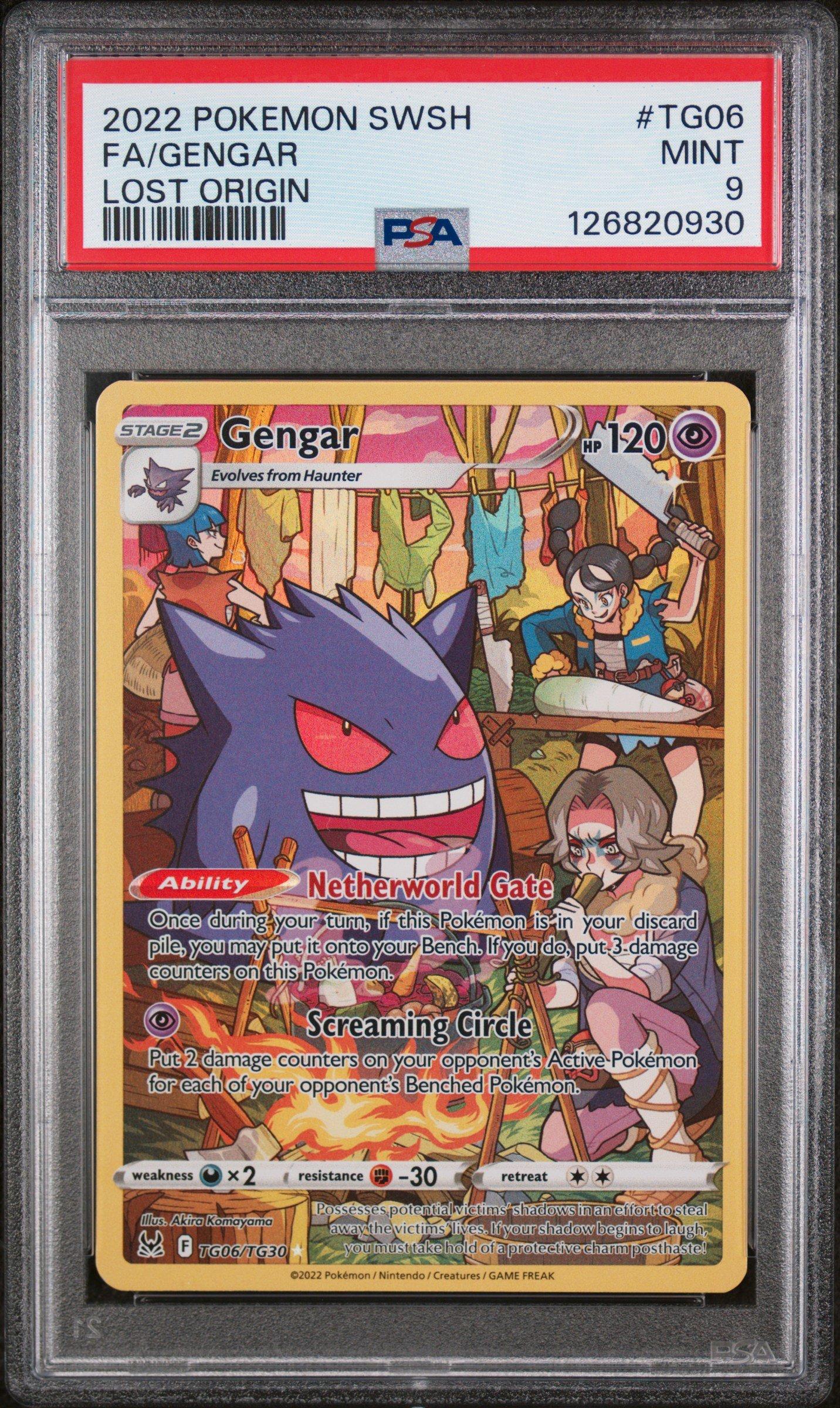 2022 Pokemon Sword & Shield Lost Origin Tg06 Full Art/gengar PSA 9