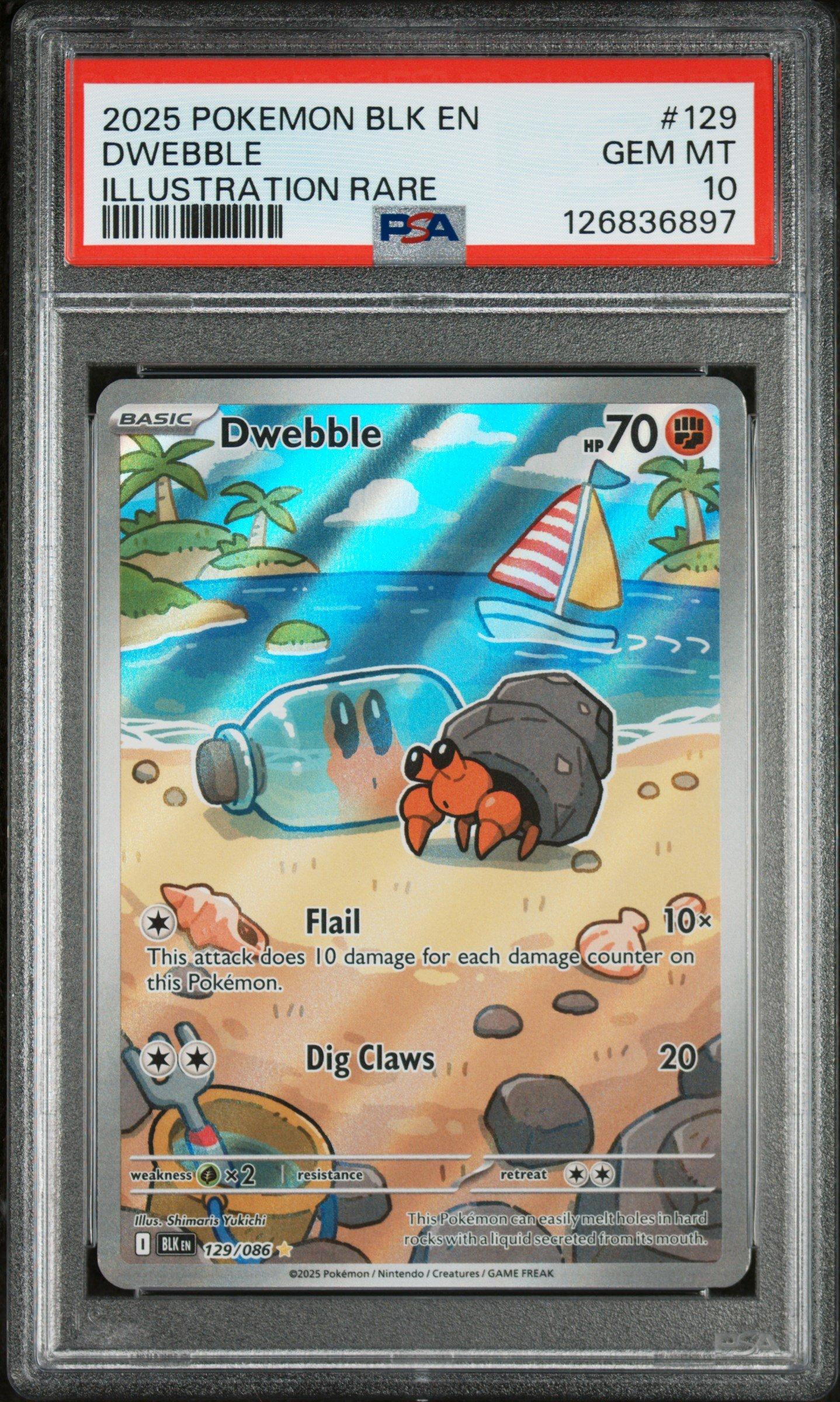 2025 Pokemon Blk En-black Bolt 129 Dwebble Illustration Rare PSA