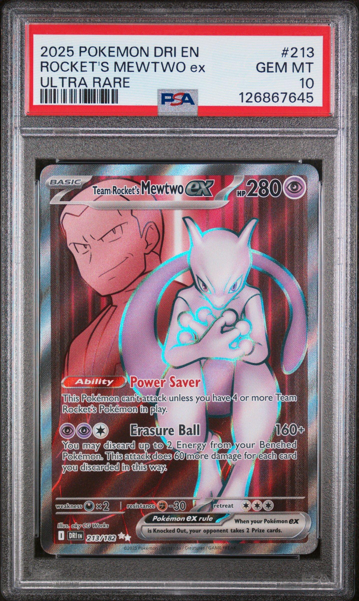 2025 Pokemon Dri En-destined Rivals 213 Team Rocket's Mewtwo Ex Ultra Rare  PSA 10 Graded Card | GameStop