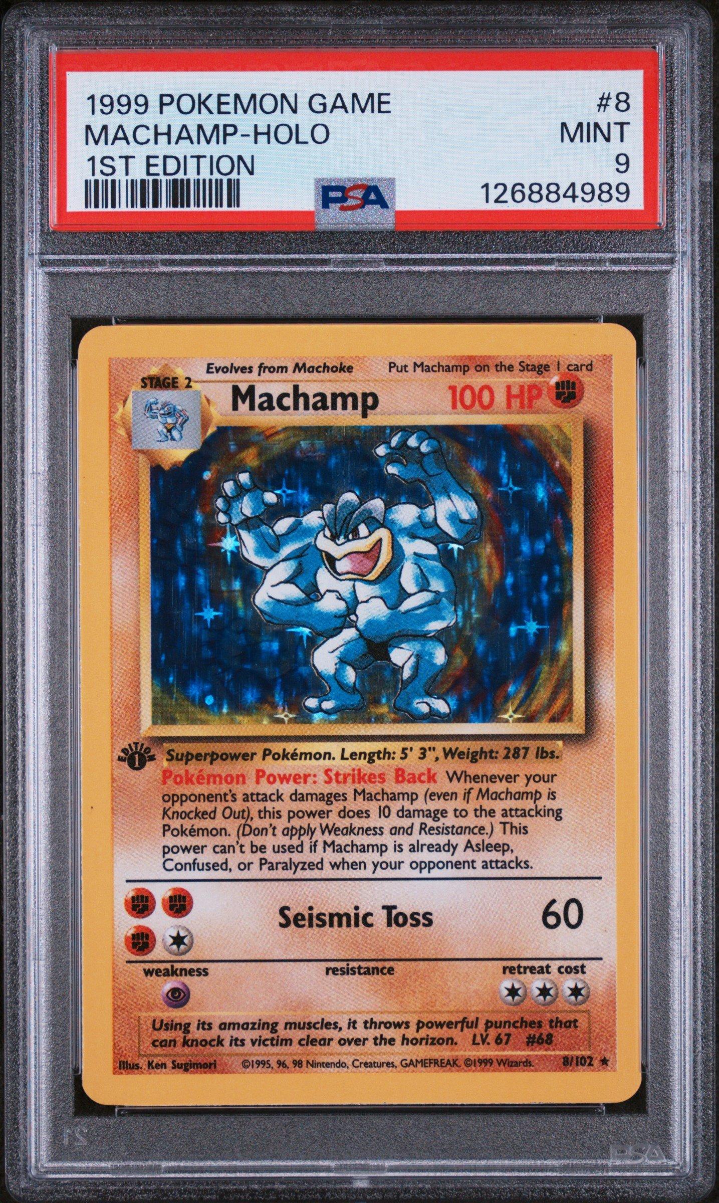 1999 Pokemon Game 8 Machamp-holo 1st Edition PSA 9 Graded Card