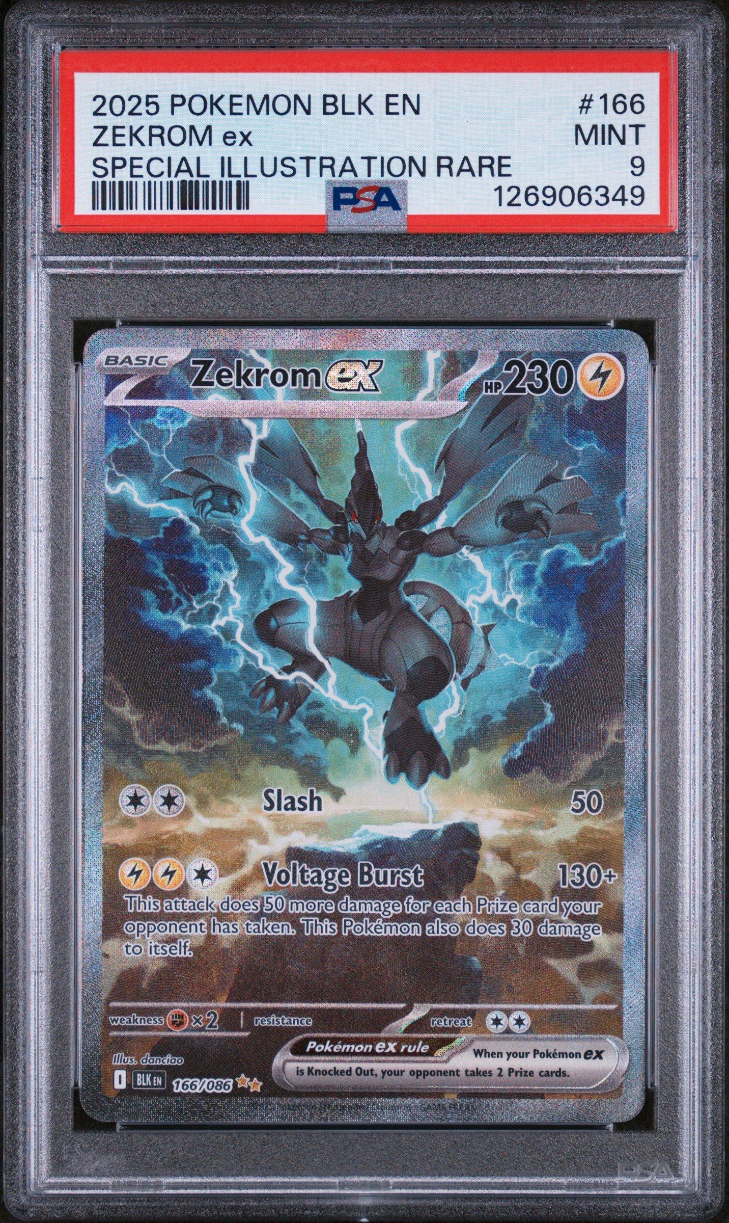 2025 Pokemon Blk En-black Bolt 166 Zekrom Ex Special Illustration