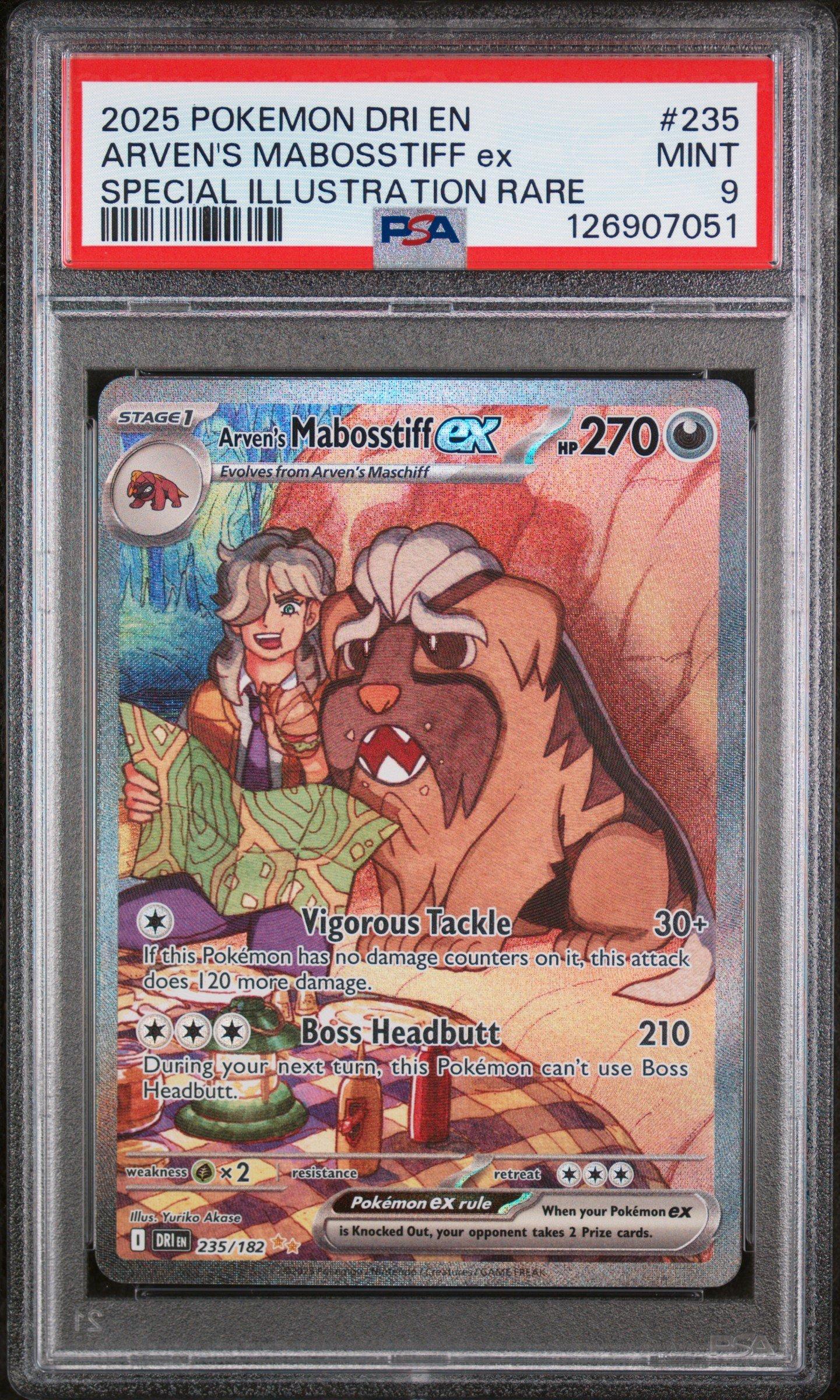 2025 Pokemon Dri En-destined Rivals 235 Arven's Mabosstiff Ex Special Illustration Rare PSA