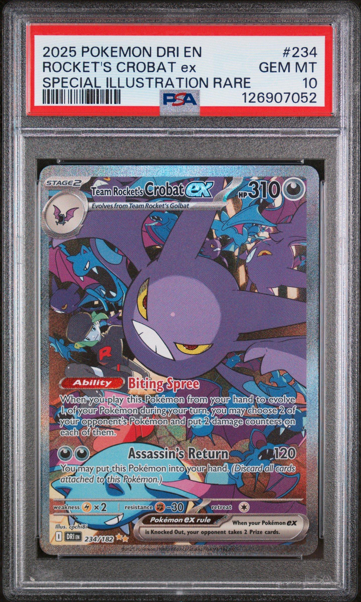 2025 Pokemon Dri En-Destined Rivals 234 Team Rocket's Crobat Ex Special Illustration Rare PSA 10