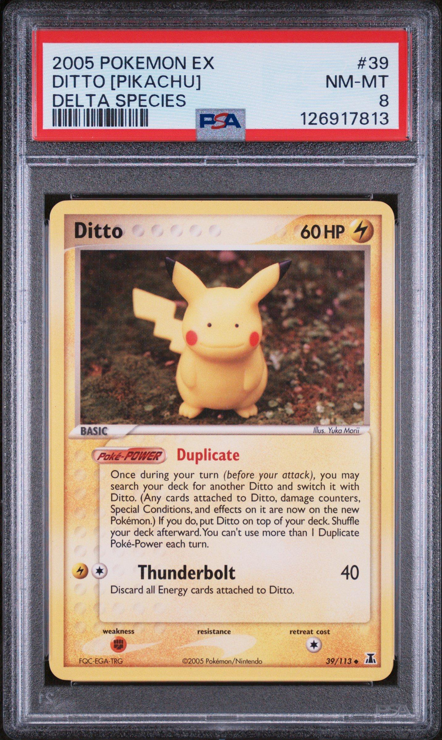 2005 Pokemon Ex Delta Species 39 Ditto [pikachu] PSA 8 Graded Card