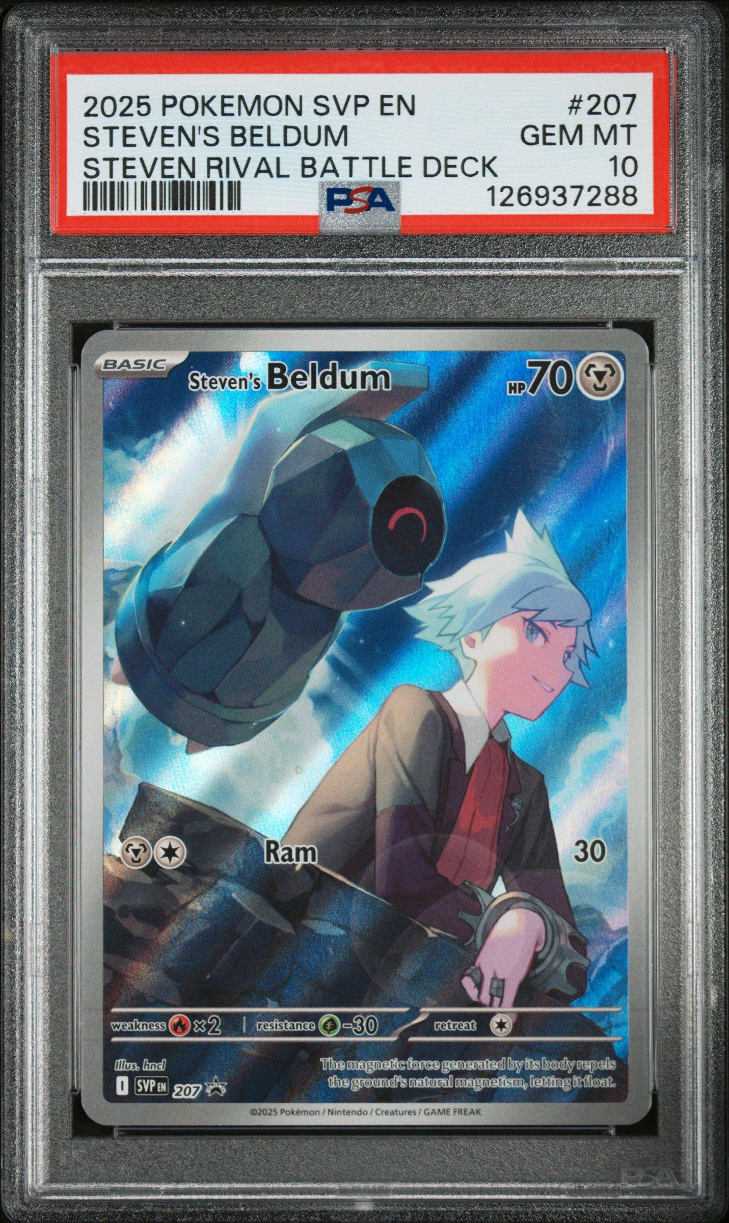 2025 Pokemon SVP Black Star Promo 207 Stevens Beldum Steven Rival Battle Deck PSA 10