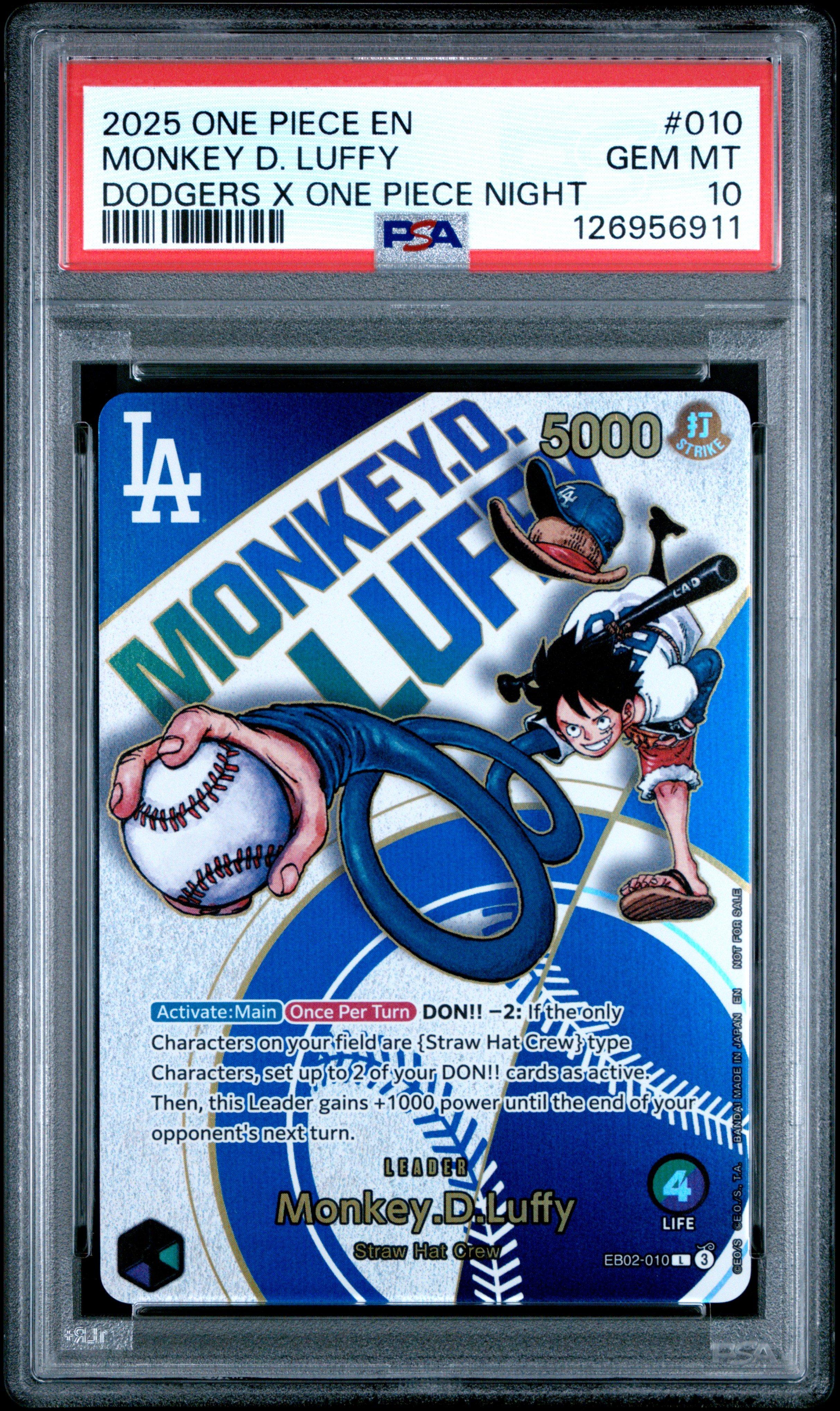 2025 One Piece Promos 010 Monkey D. Luffy Dodgers X One Piece