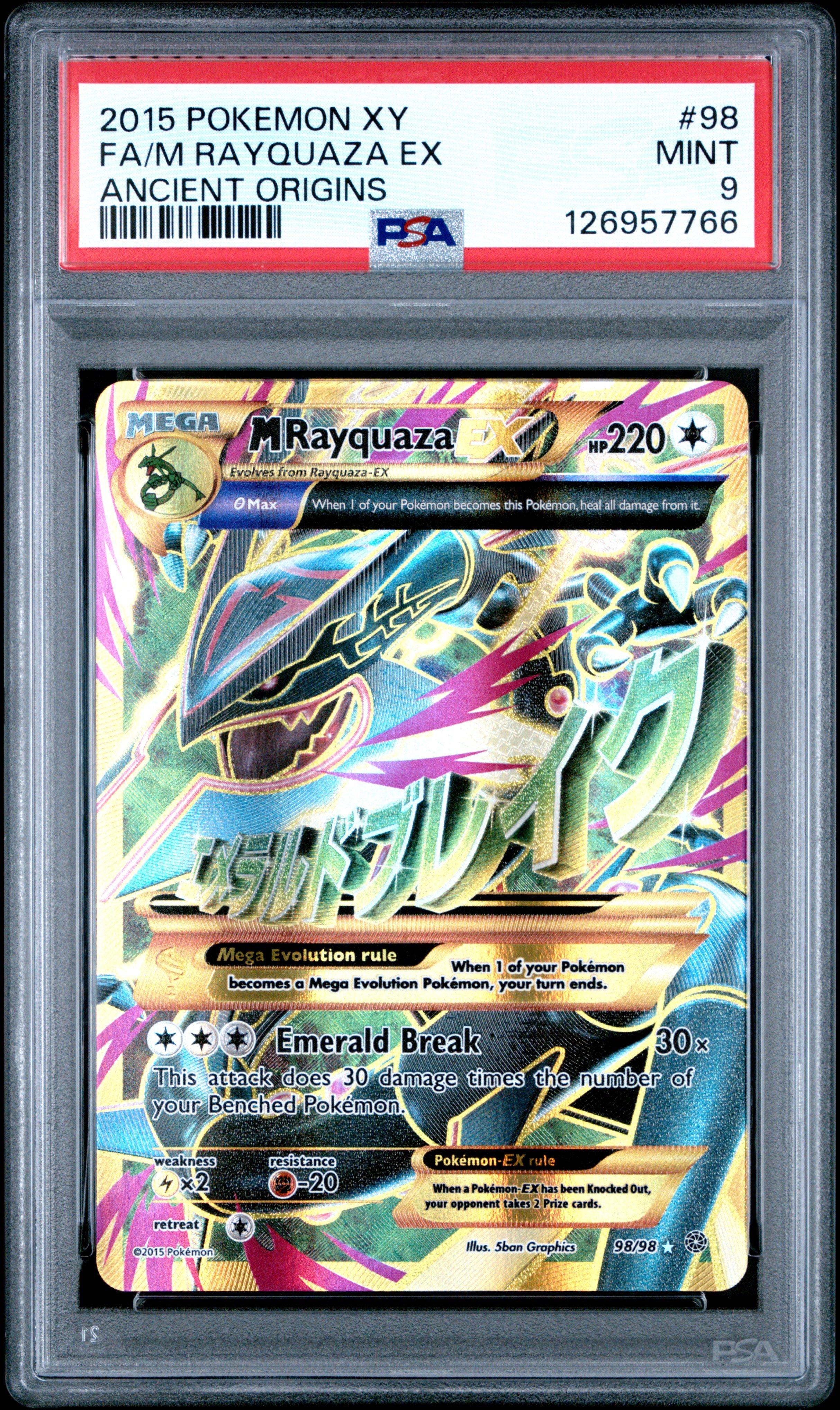 2015 Pokemon Xy Ancient Origins 98 Full Art/m Rayquaza Ex PSA 9