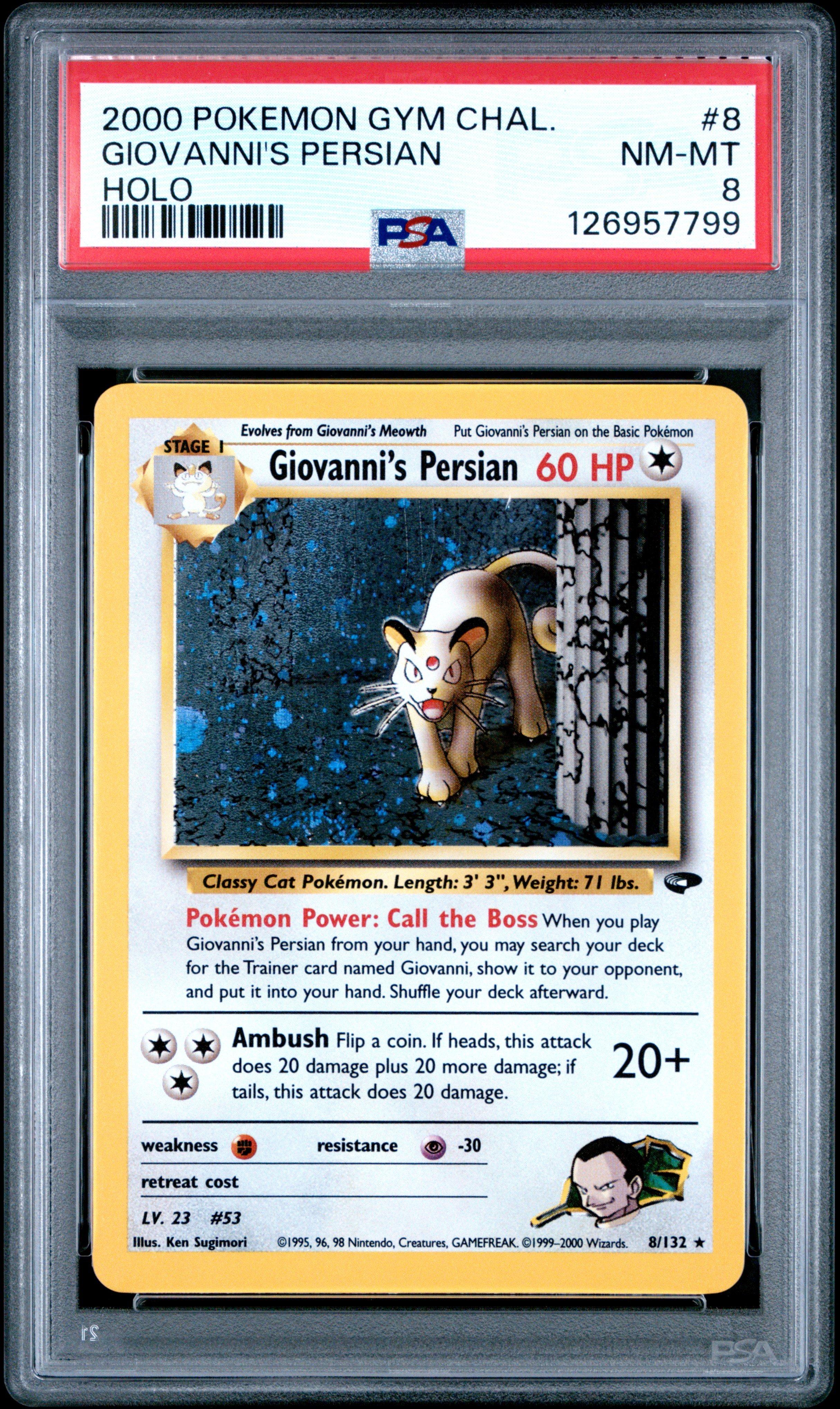 2000 Pokemon Gym Challenge 8 Giovanni's Persian Holo PSA 8 Graded Card |  GameStop