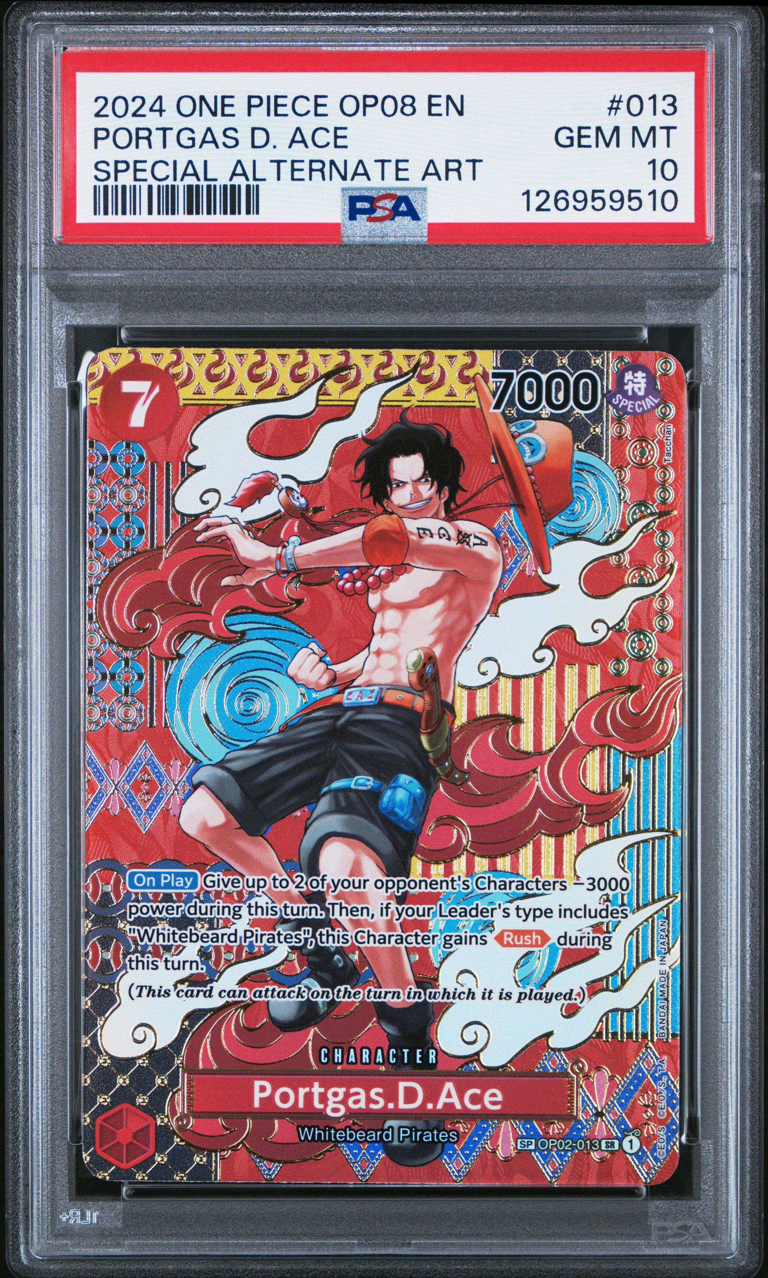2024 One Piece Op08-two Legends 013 Portgas D. Ace Special Alternate Art PSA 10
