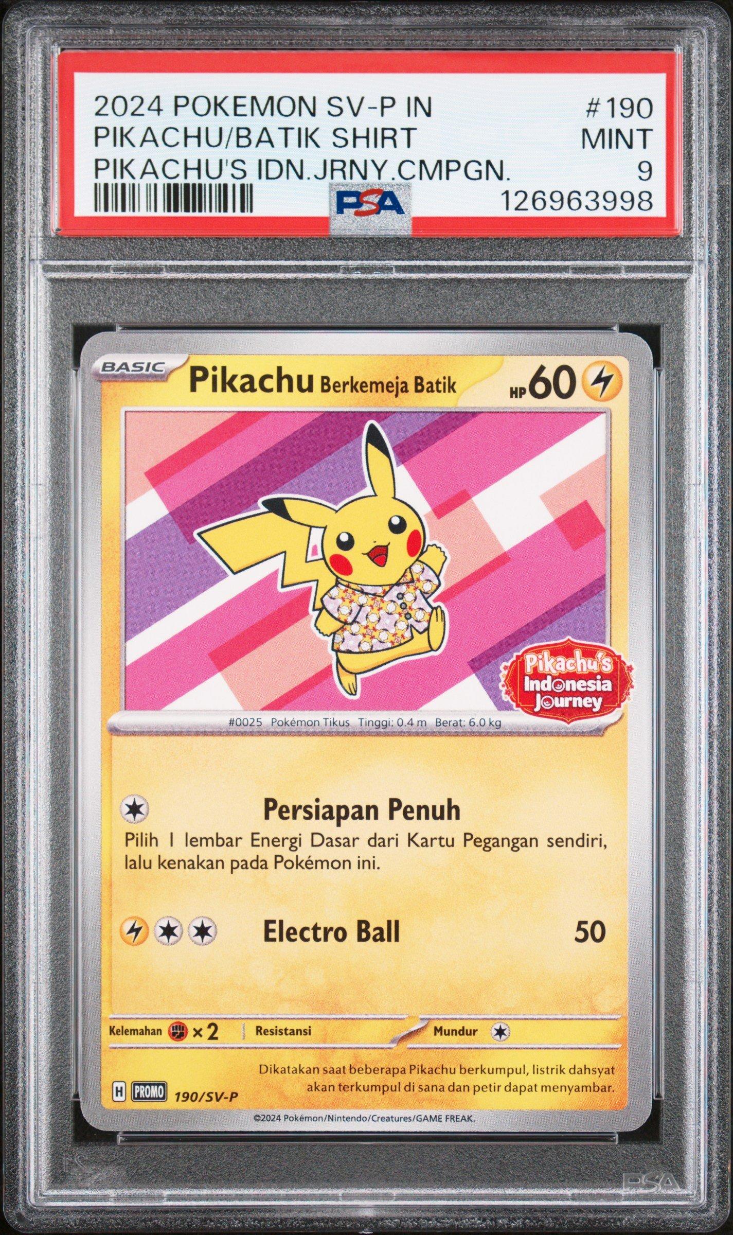 2024 Pokemon Indonesian Sv-p Promo 190 Pikachu In Batik Shirt
