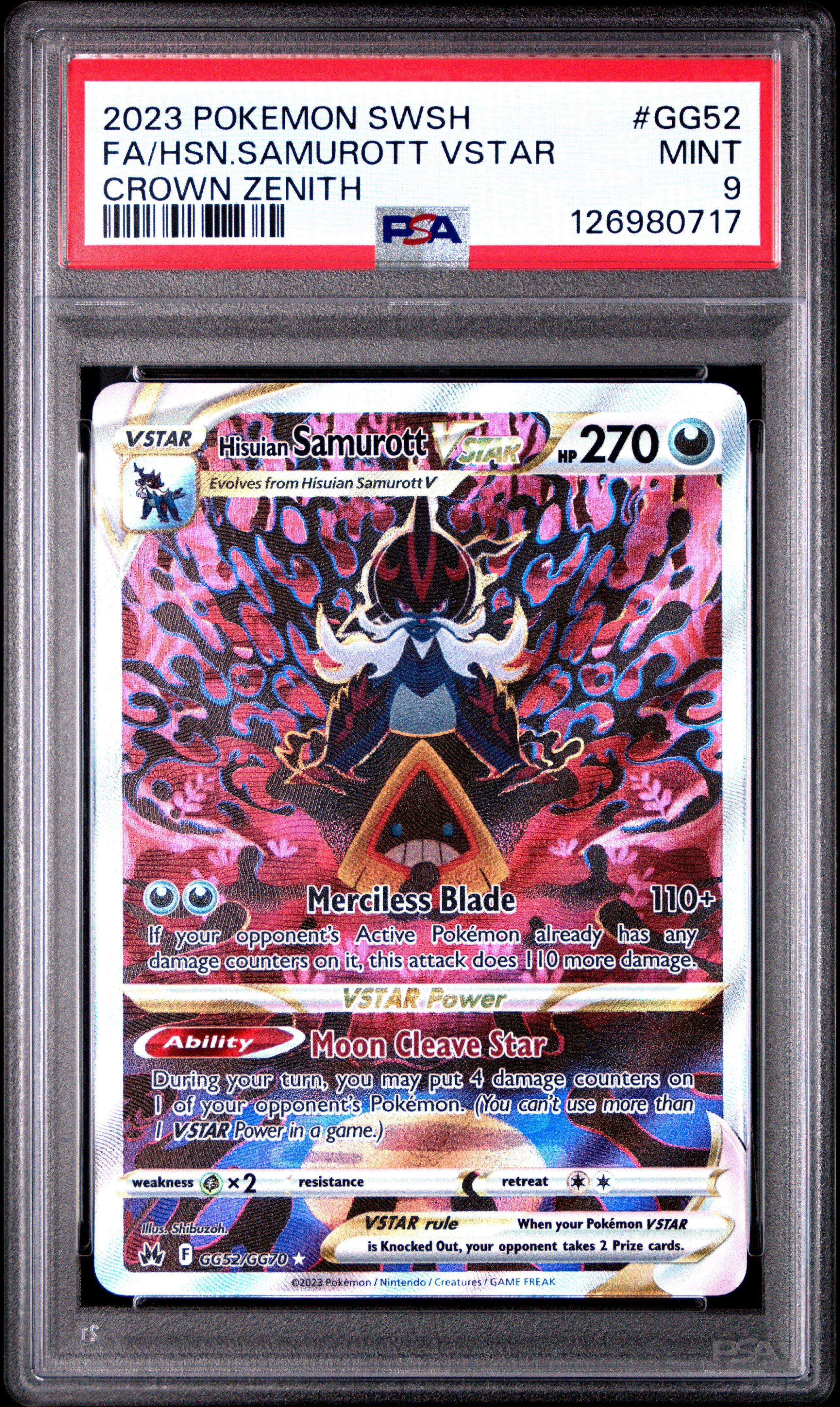 2023 Pokemon Sword And Shield Crown Zenith Gg52 Full Art/hisuian Samurott Vstar PSA