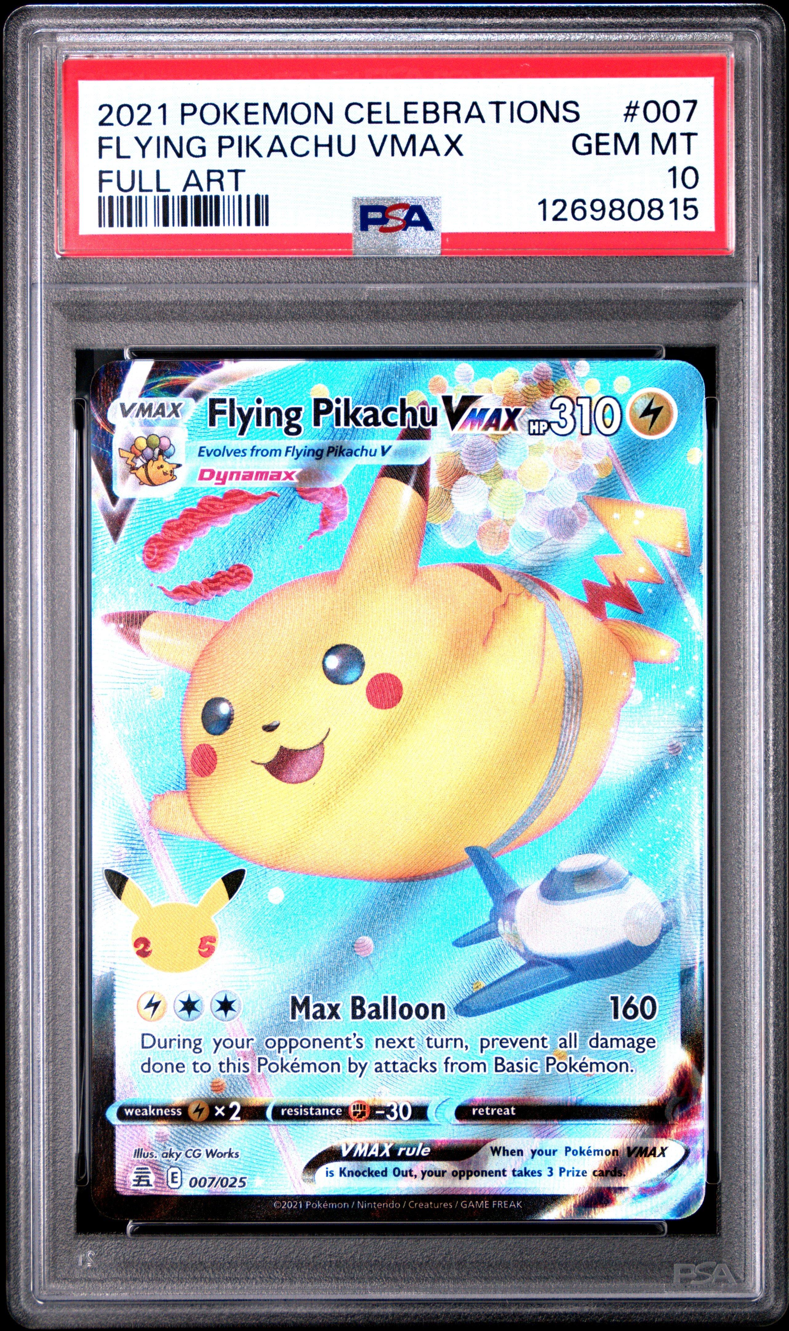 2021 Pokemon Celebrations 007 Full Art/flying Pikachu Vmax PSA