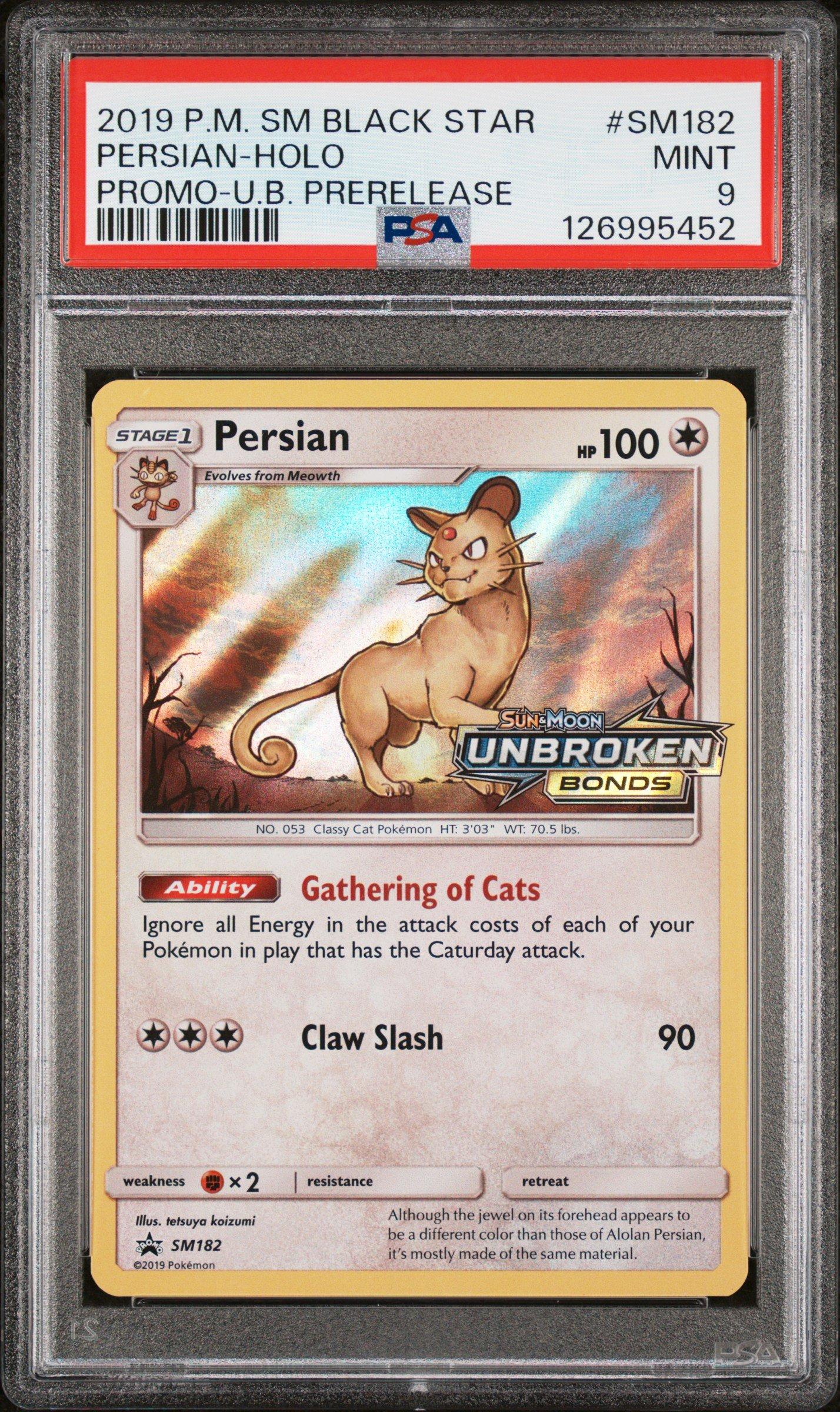 2019 Pokemon Sm Black Star Promo Sm182 Persian-holo Unbroken Bonds