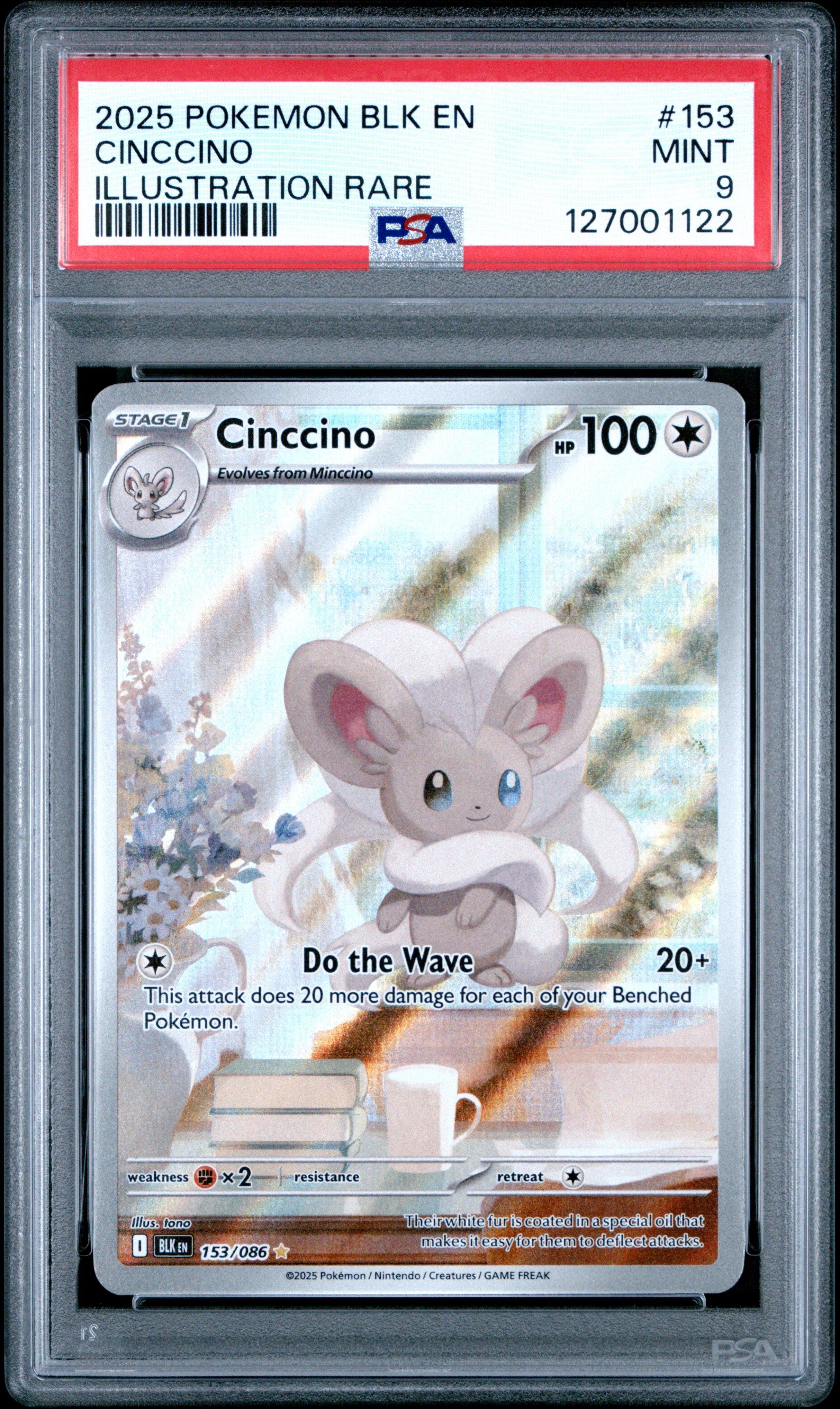2025 Pokemon Blk En-black Bolt 153 Cinccino Illustration Rare PSA