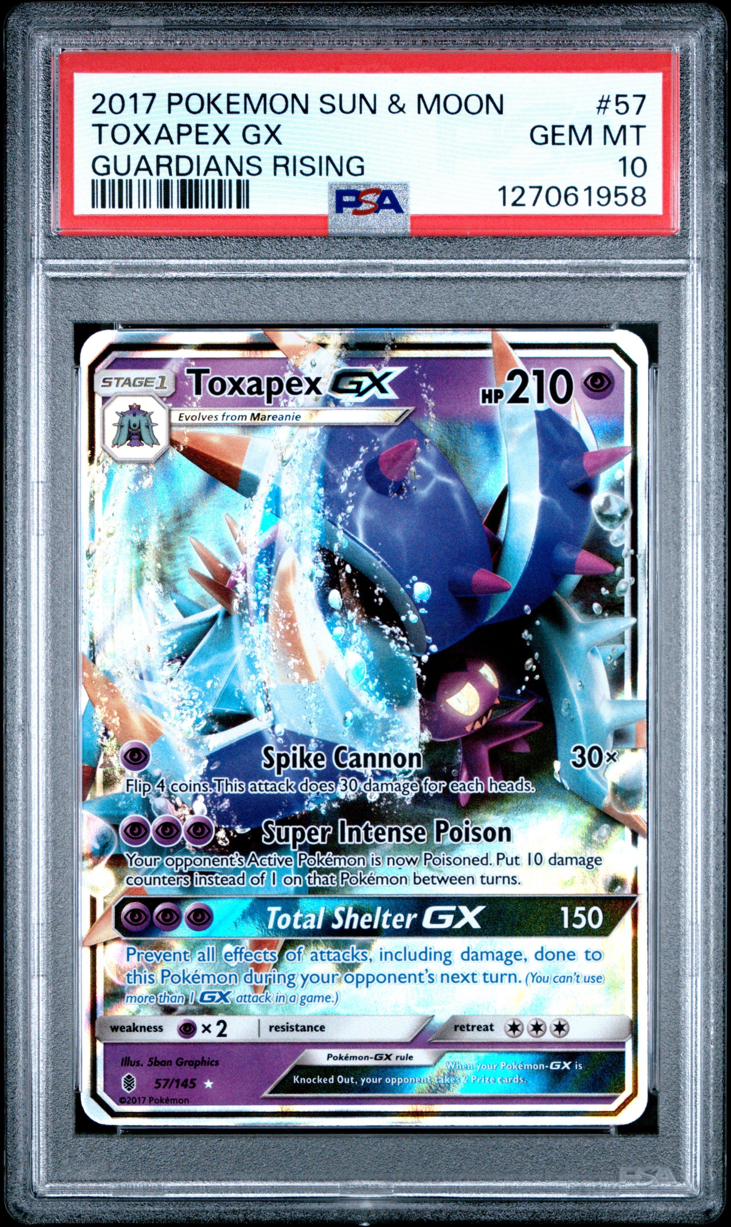 2017 Pokemon Sun & Moon Guardians Rising 57 Toxapex Gx PSA 10