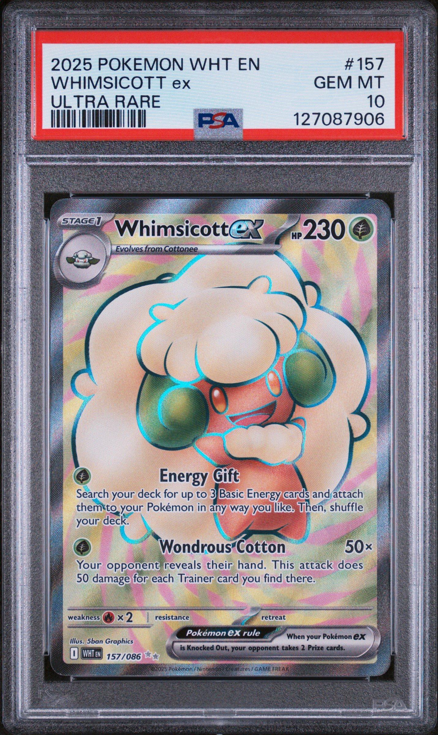 2025 Pokemon Wht En-white Flare 157 Whimsicott Ex Ultra Rare PSA