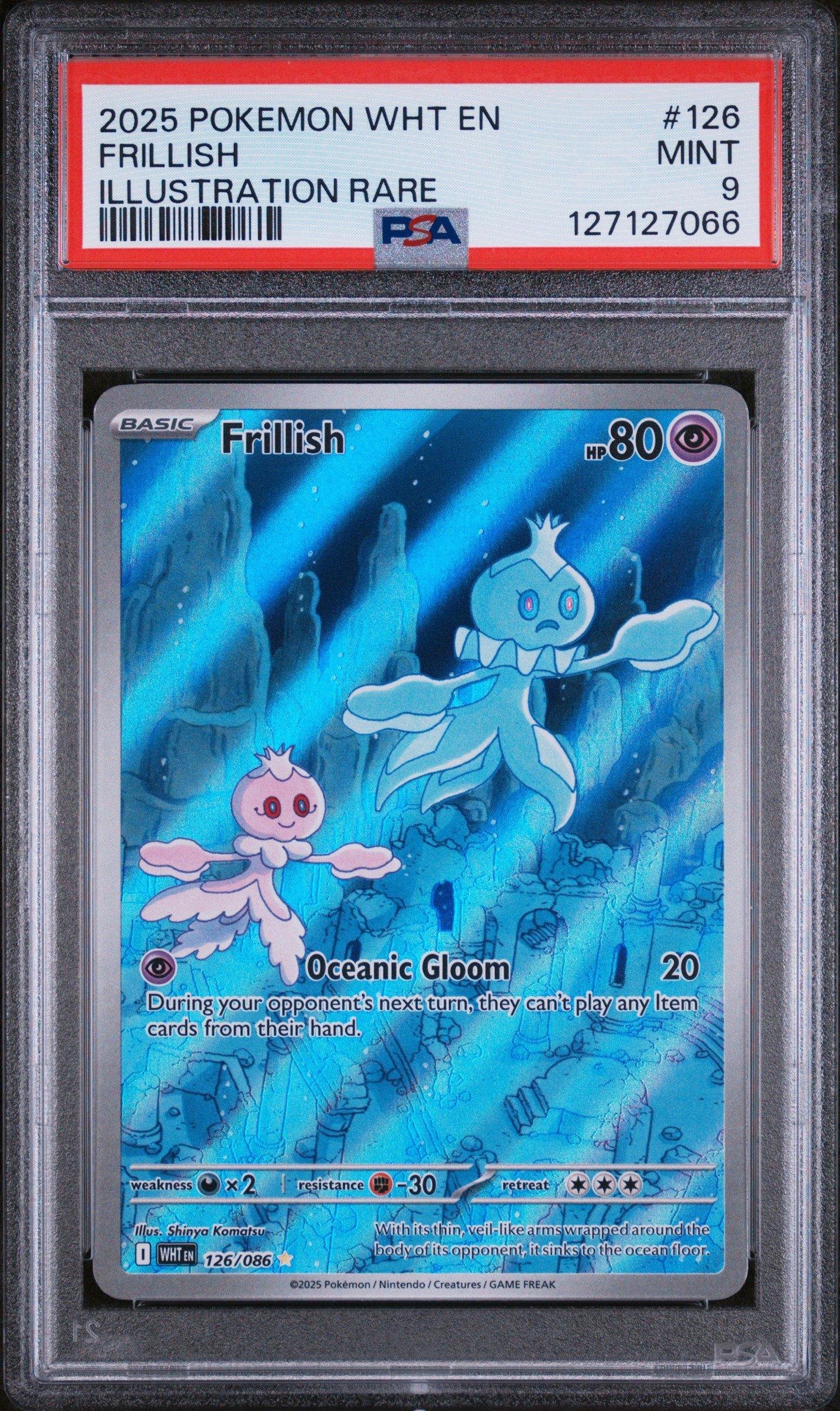 frillish pokemon card 2025 Pokemon Wht En-white Flare 126 Frillish Illustration Rare PSA 9 Graded  Card