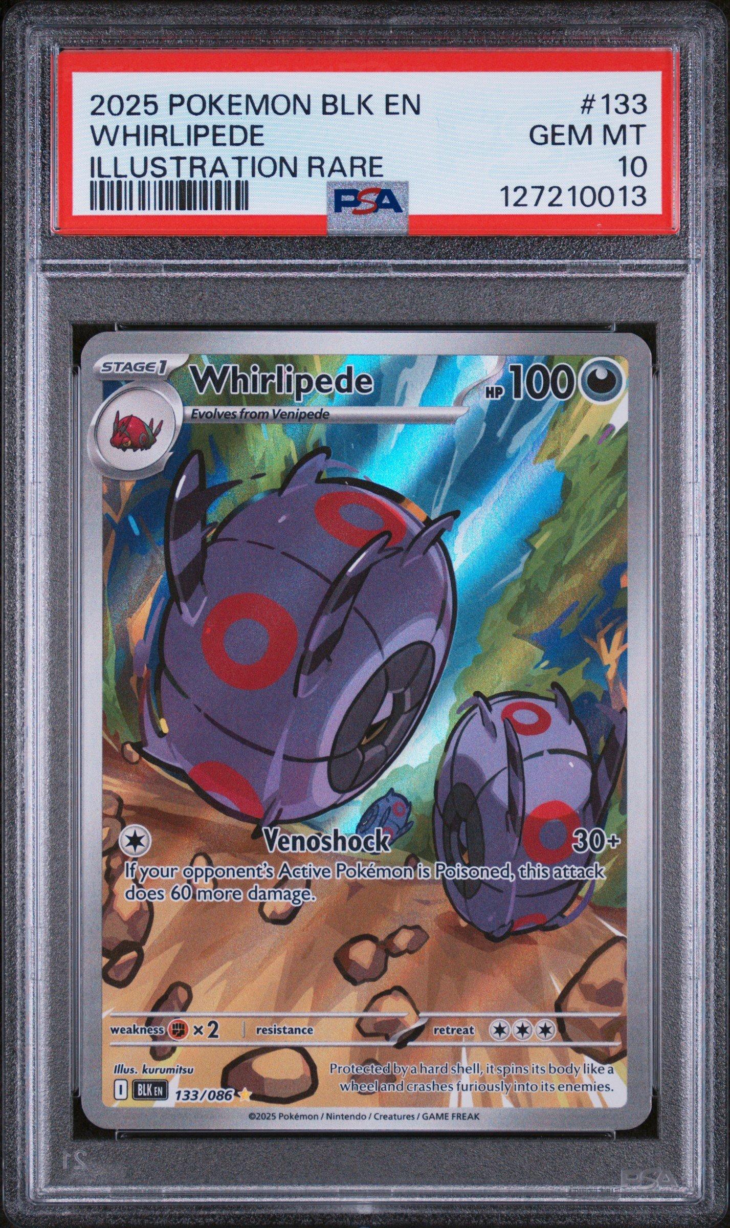 2025 Pokemon Blk En-black Bolt 133 Whirlipede Illustration Rare