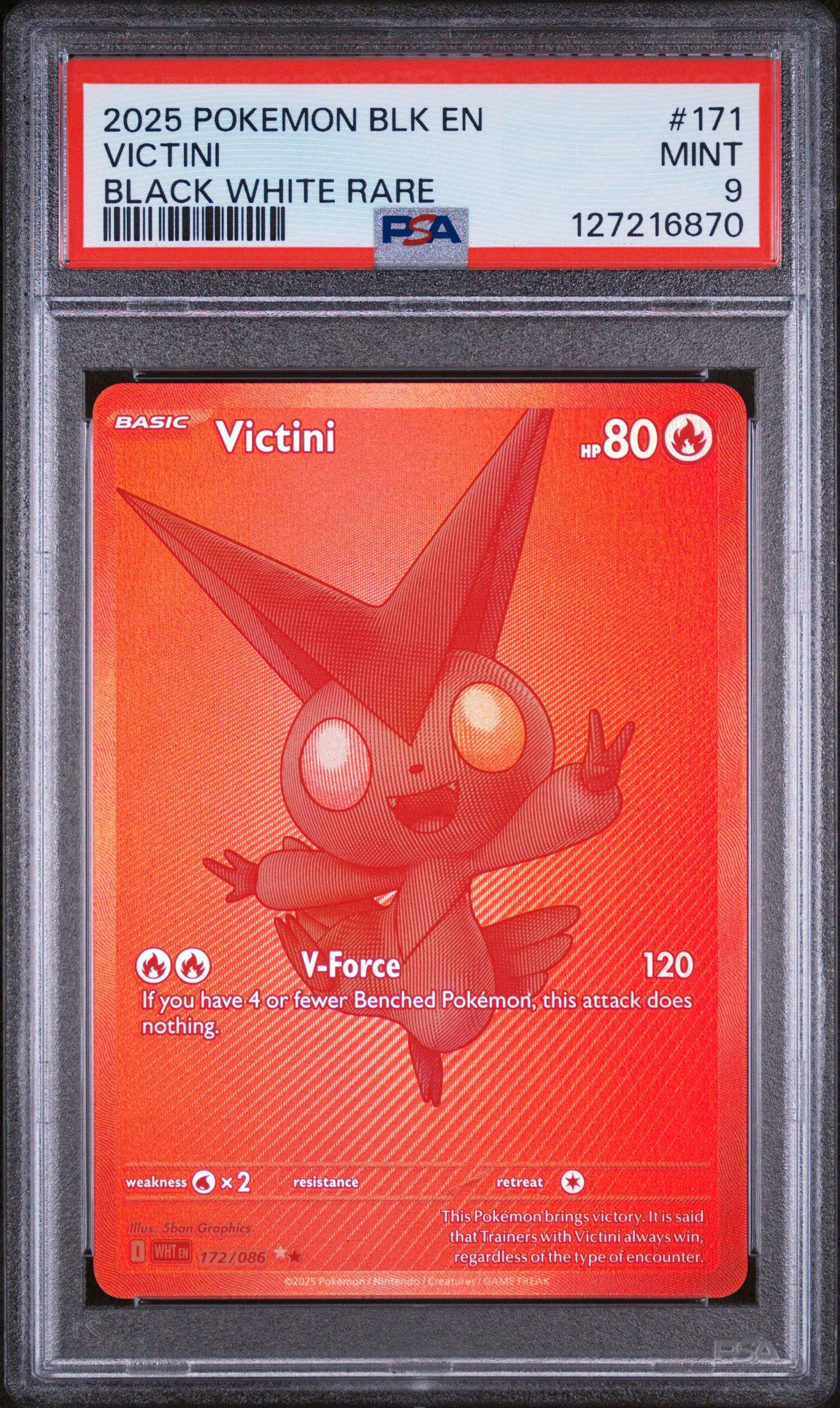 2025 Pokemon Blk En-black Bolt 171 Victini Black White Rare PSA 9