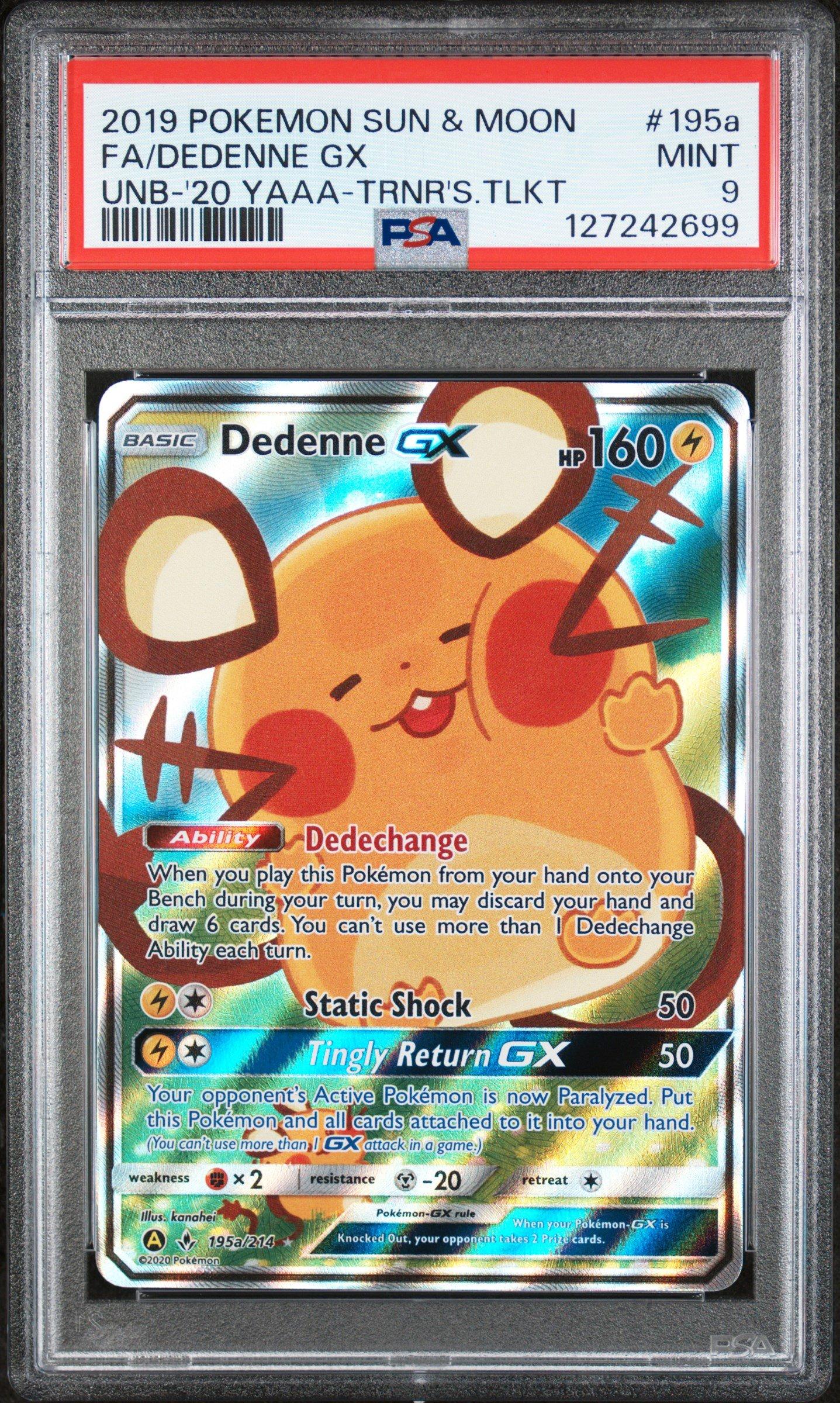 2019 Pokemon Sun & Moon Unbroken Bonds 195a Full Art/dedenne Gx