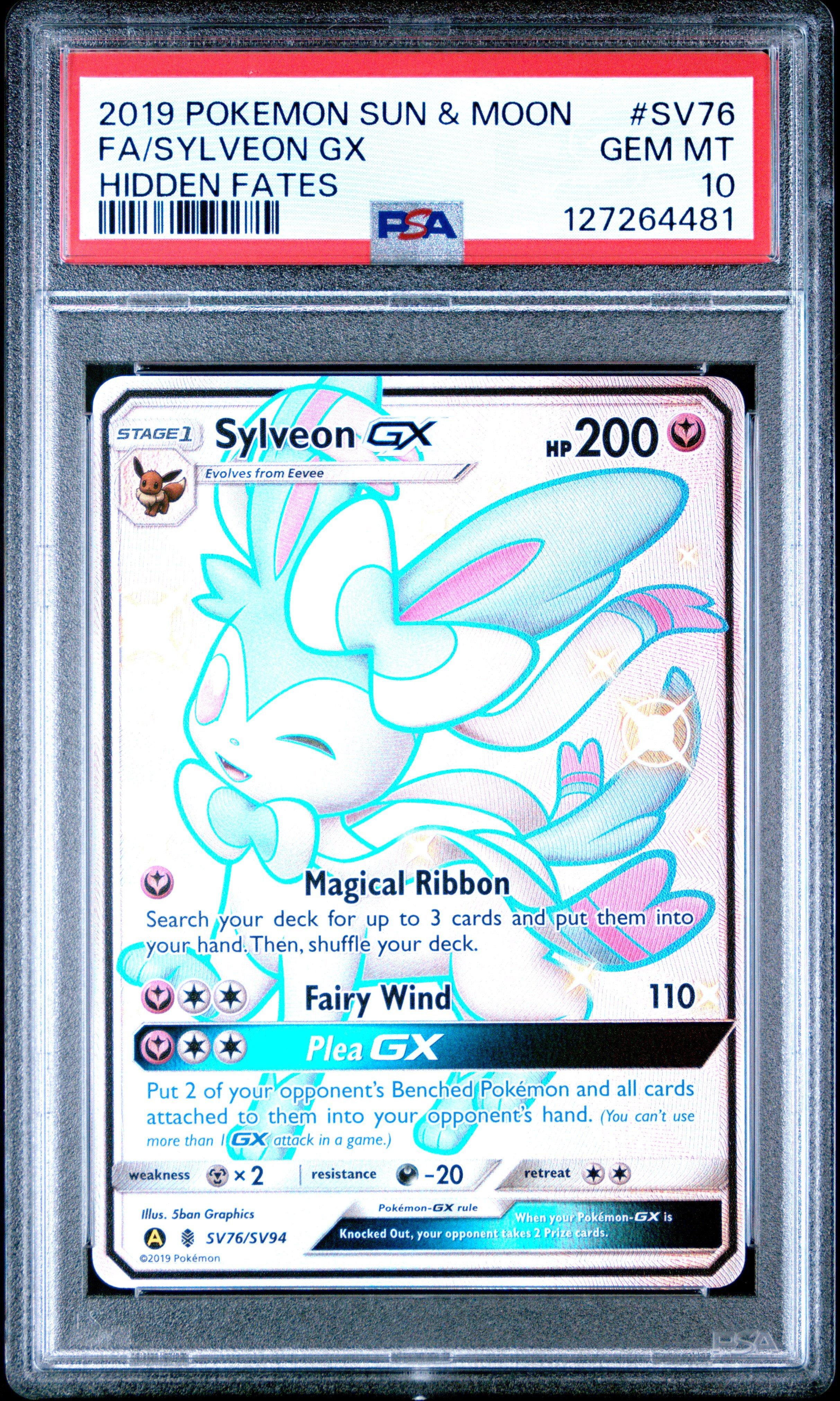 2019 Pokemon Sun & Moon Hidden Fates Sv76 Full Art/sylveon Gx PSA