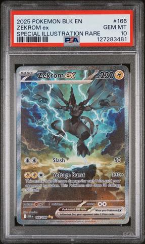 ポケモンカードゲーム GEM MINT 10 ZEKROM EX SPECIAL ART RARE 2025 Pokemon Blk En-black Bolt 166 Zekrom Ex Special Illustration