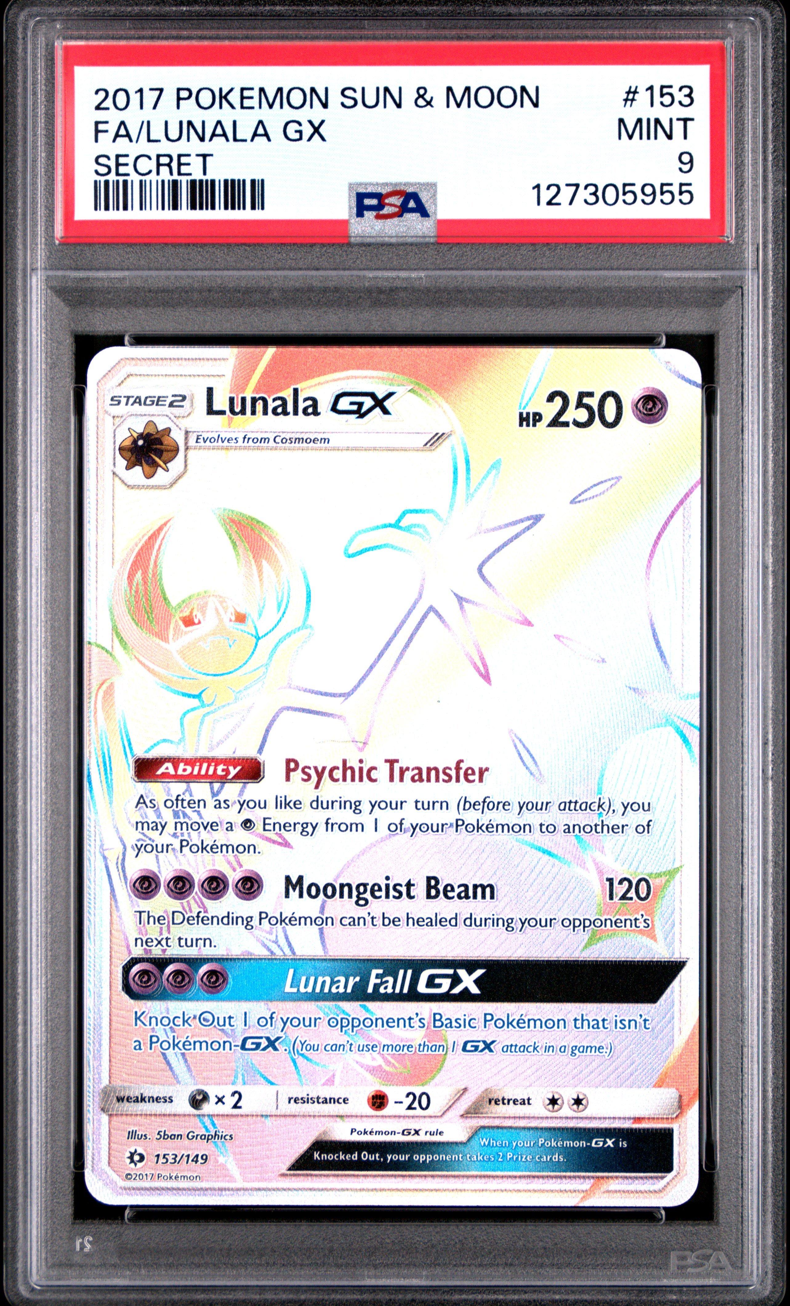2017 Pokemon Sun & Moon 153 Full Art/lunala Gx Secret PSA 9