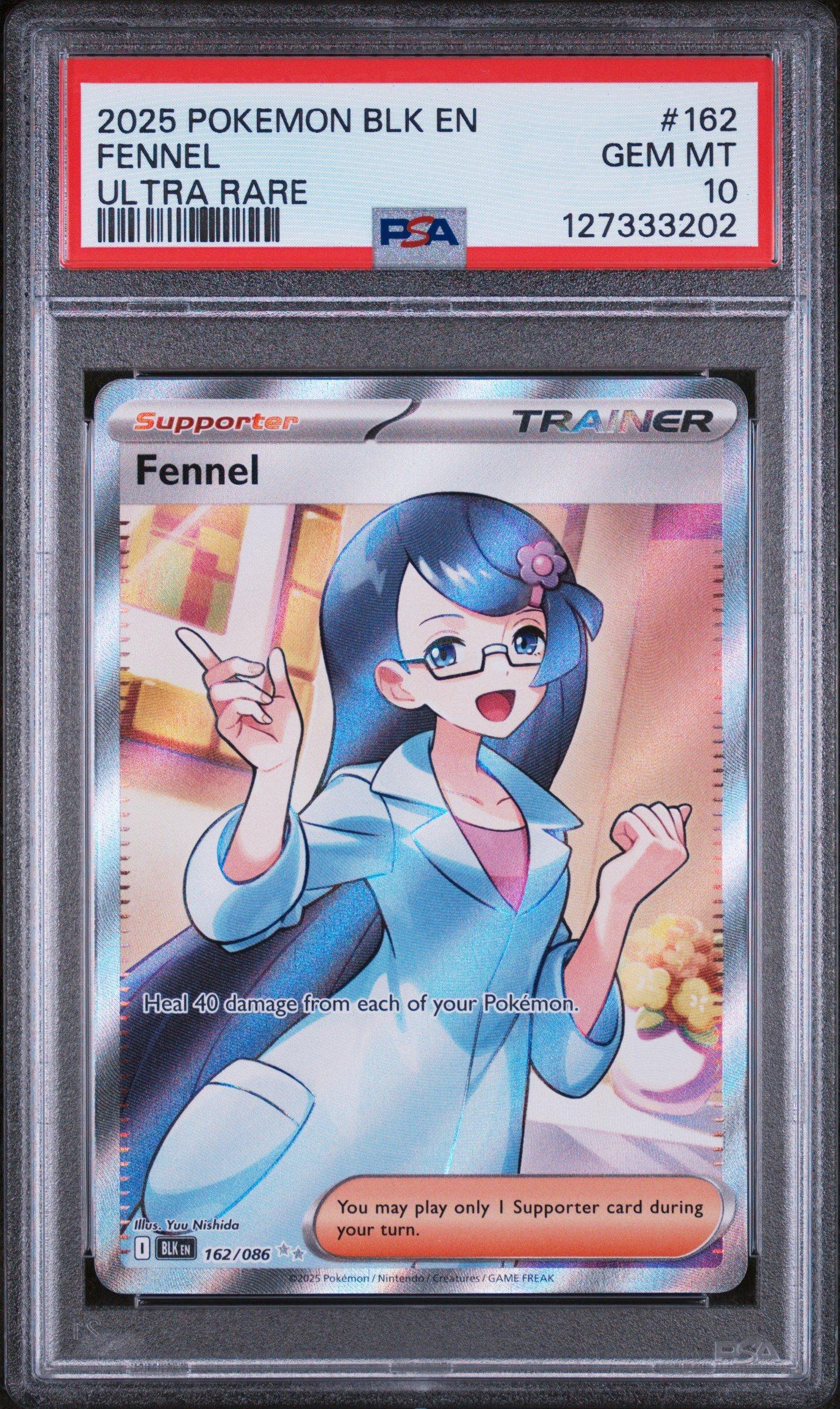 2025 Pokemon Blk En-black Bolt 162 Fennel Ultra Rare PSA 10 Graded