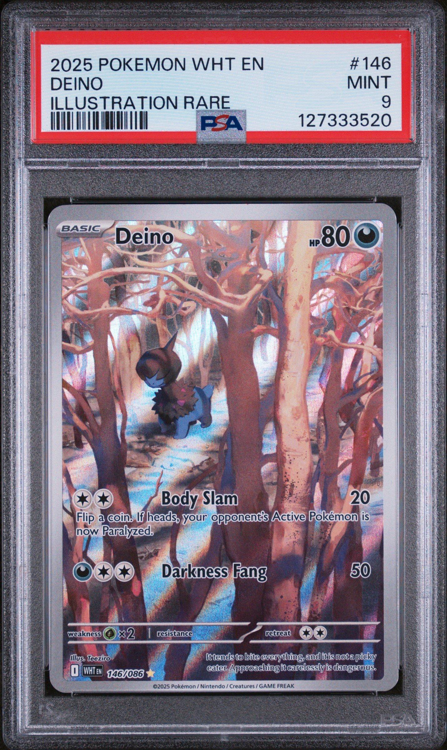 2025 Pokemon Wht En-white Flare 146 Deino Illustration Rare PSA 9 Graded  Card | GameStop