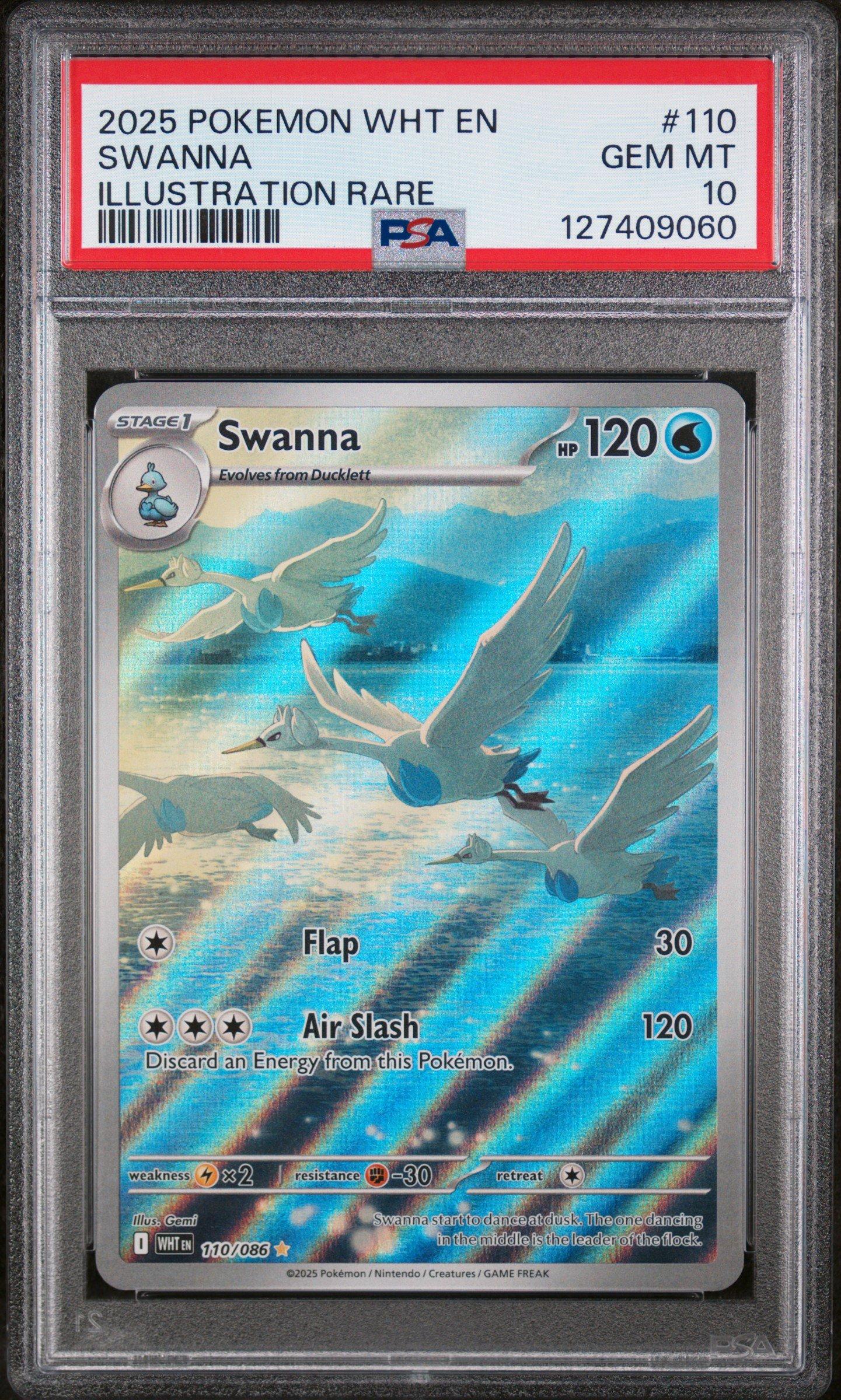 2025 Pokemon Wht En-white Flare 110 Swanna Illustration Rare PSA