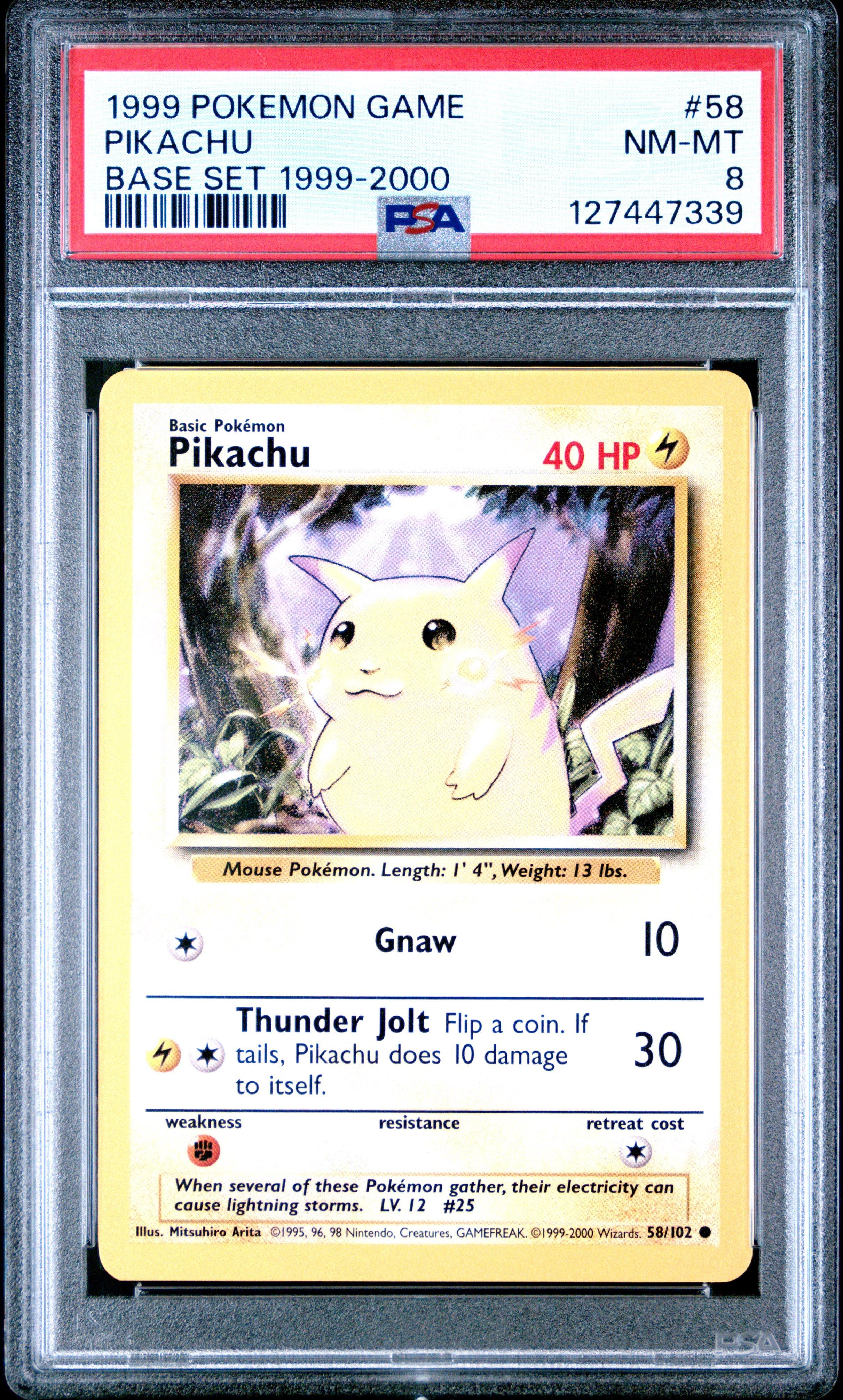 1999 Pokemon Game 58 Pikachu Base Set 1999-2000 PSA 8 Graded Card