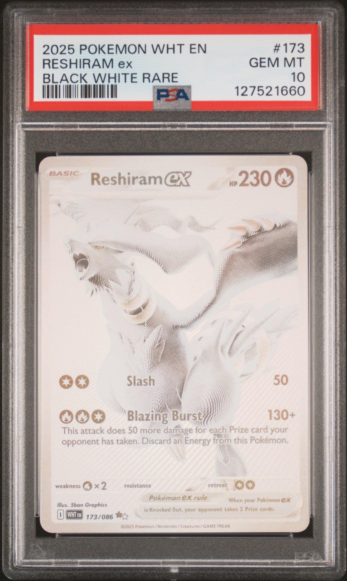 2025 Pokemon Wht En-white Flare 173 Reshiram Ex Black White Rare