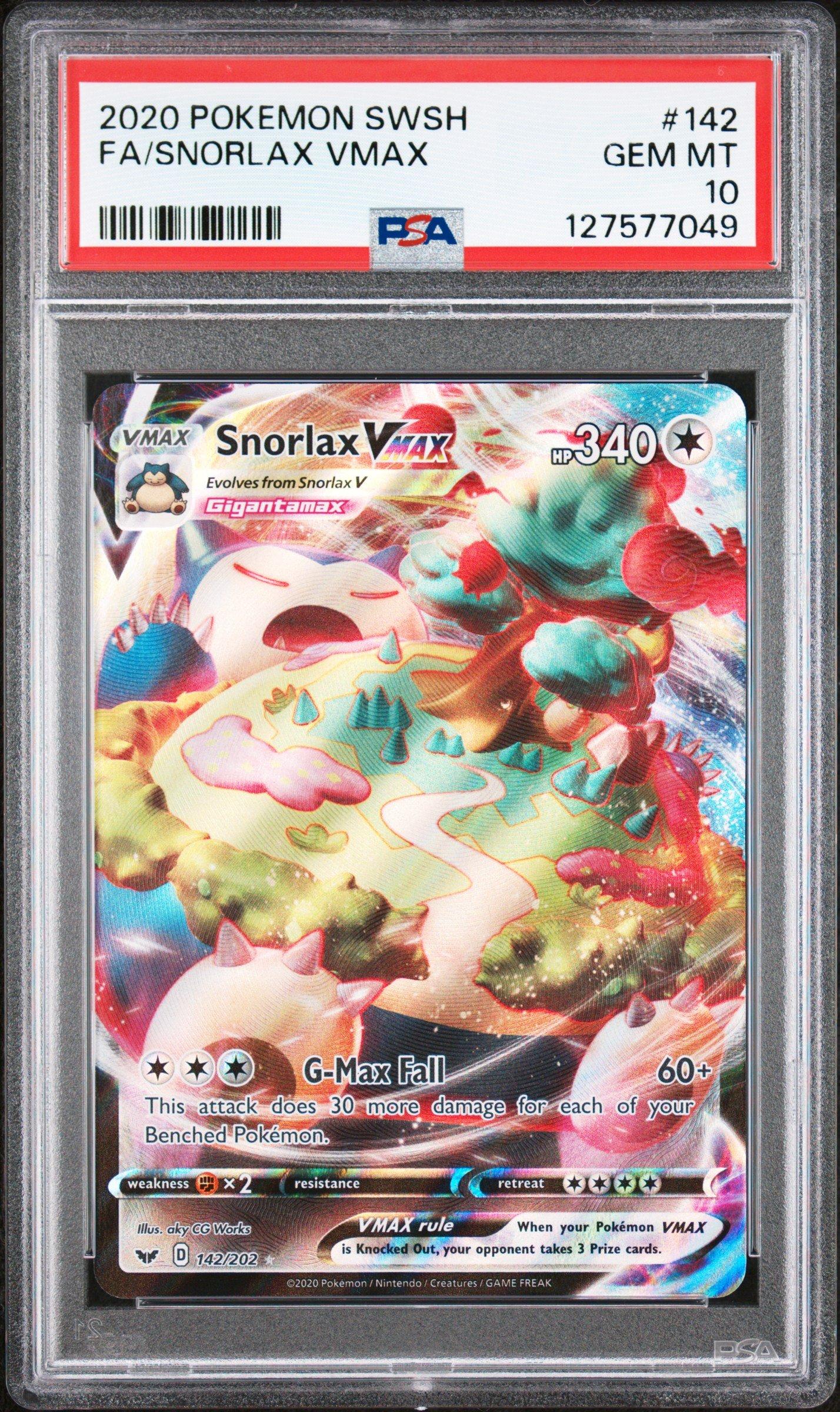 2020 Pokemon Sword & Shield 142 Full Art/snorlax Vmax PSA 10